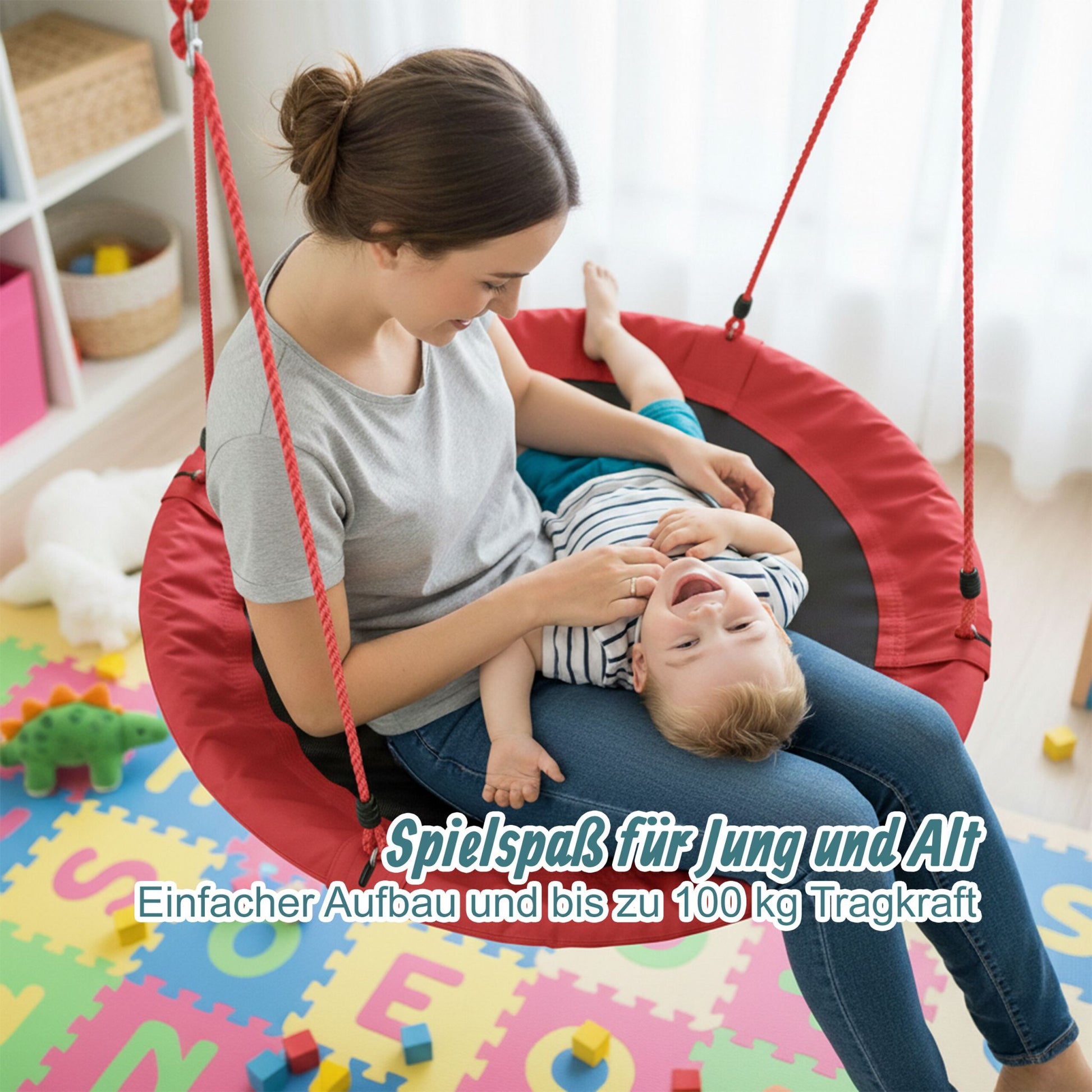 Nestschaukel 90cm Weiss-Rot-Schwarz von Relaxdays