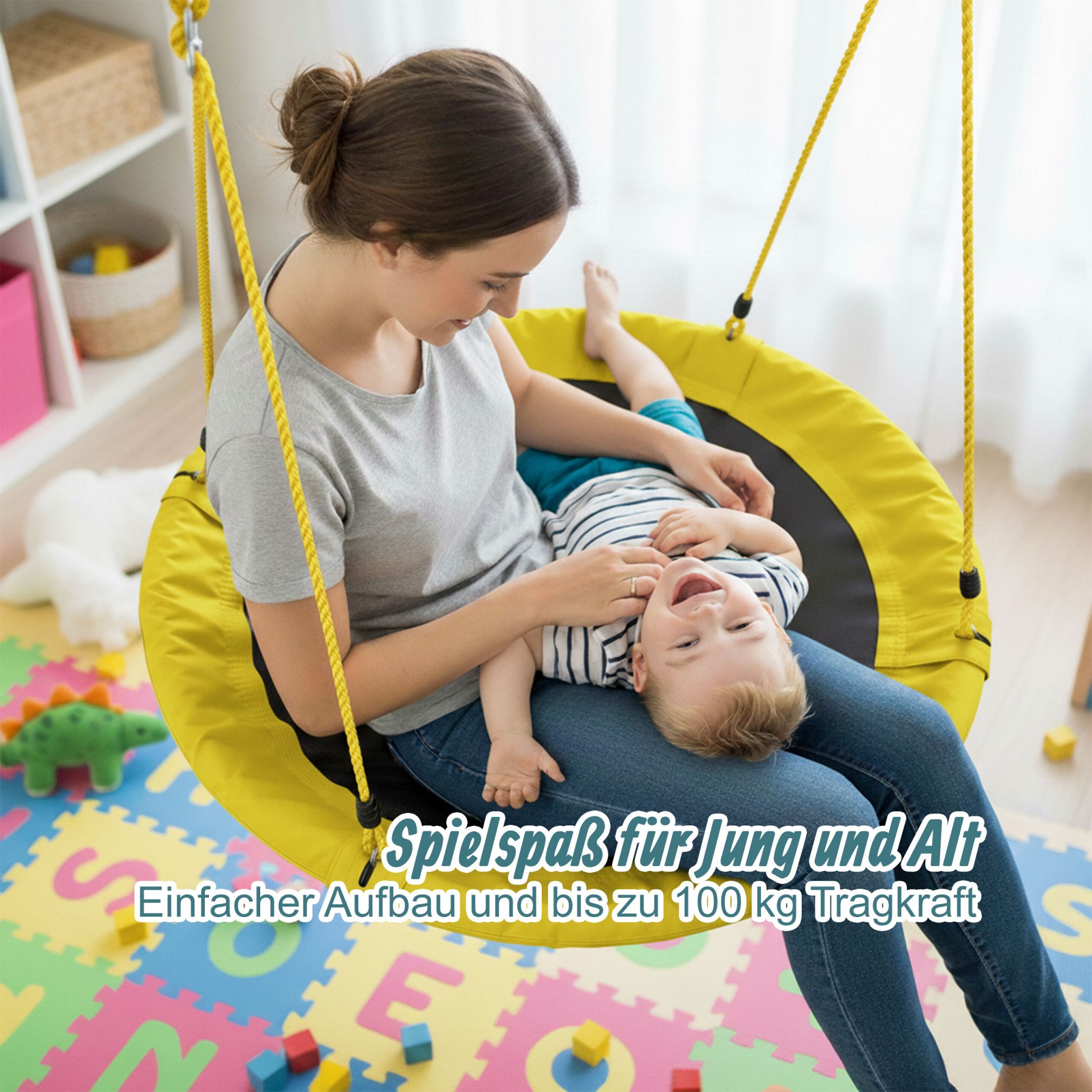 Nestschaukel 90cm Weiss-Gelb-Schwarz von Relaxdays