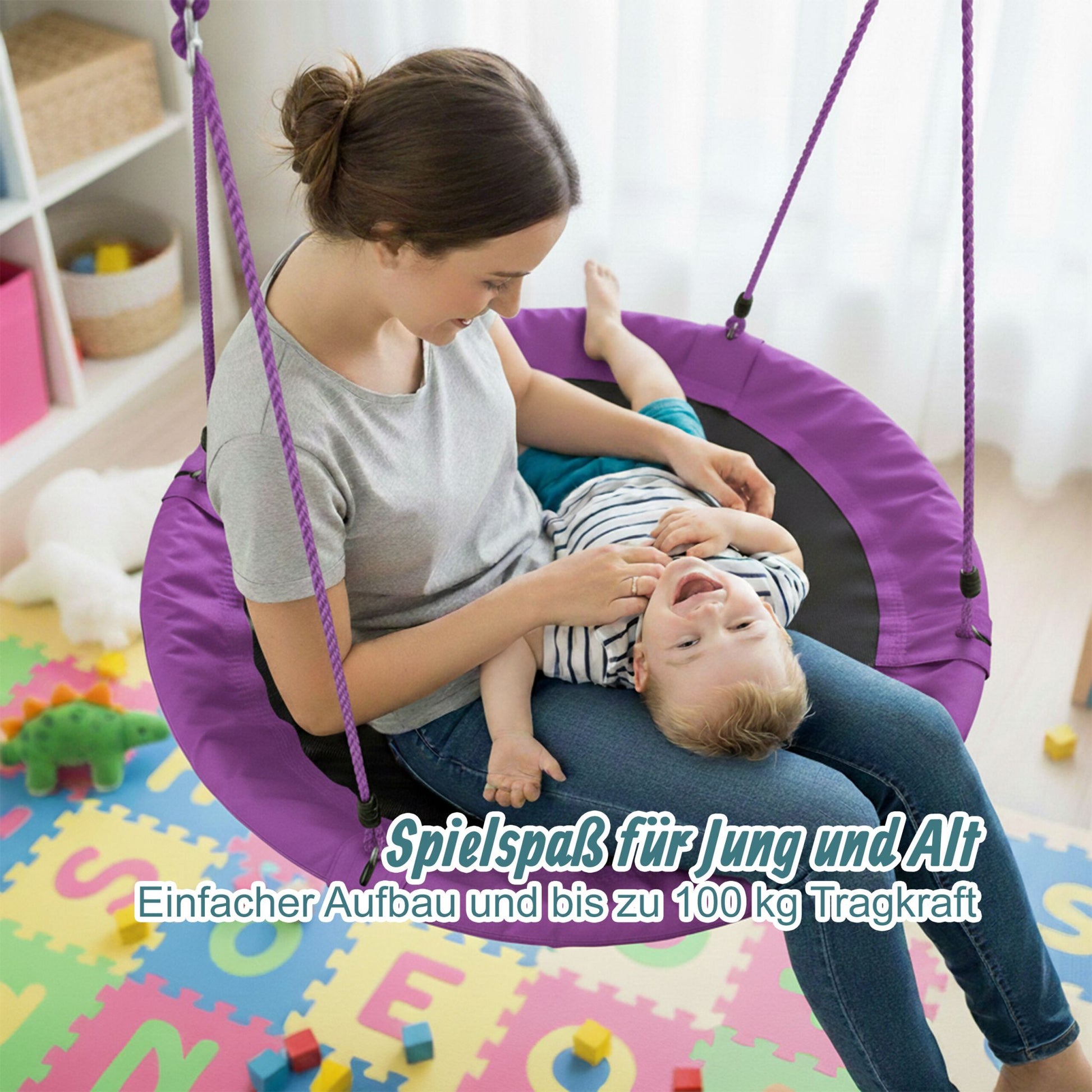 Nestschaukel 90cm Weiss-Lila-Schwarz von Relaxdays