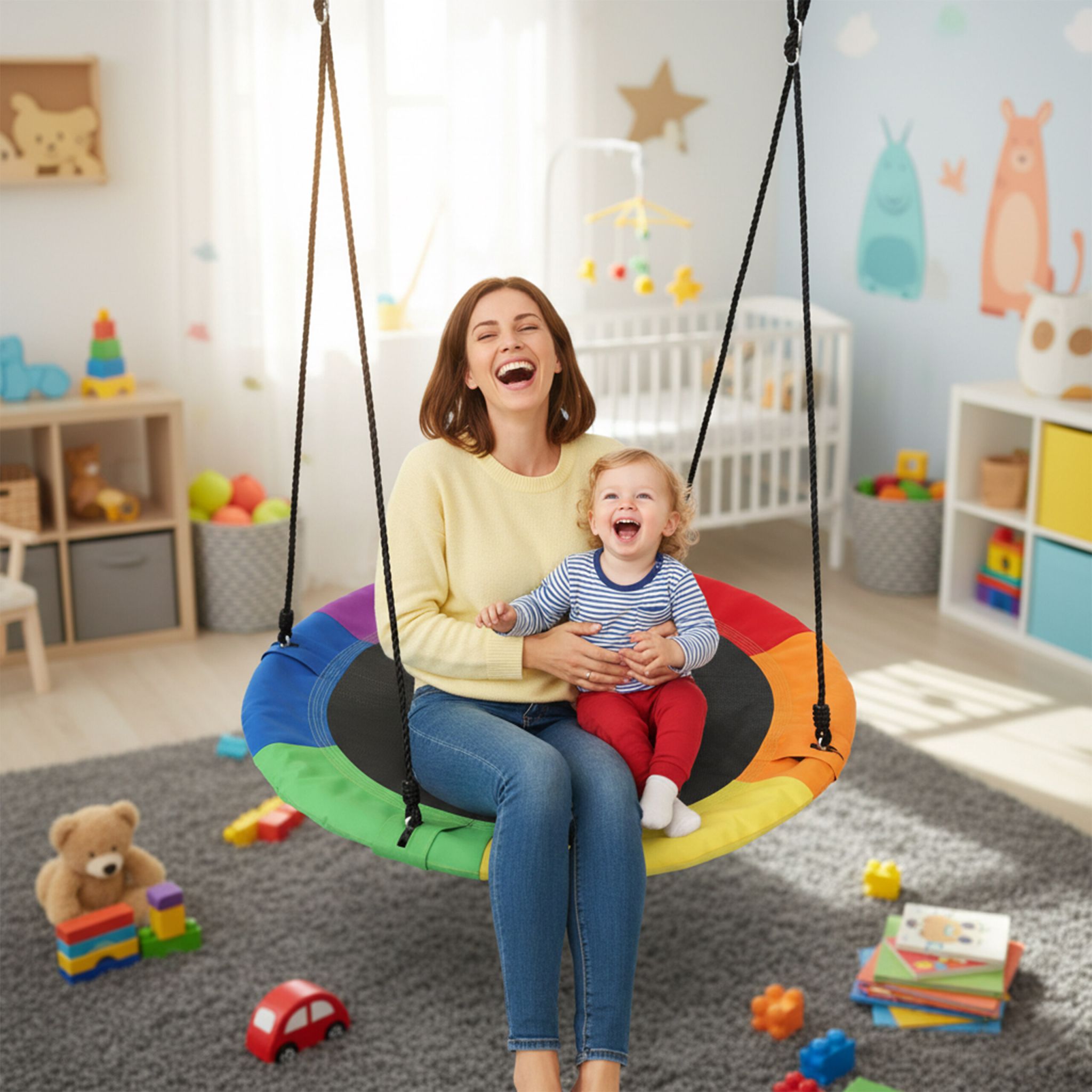 Nestschaukel 110cm Dunkelblau-Rot-Schwarz von Relaxdays