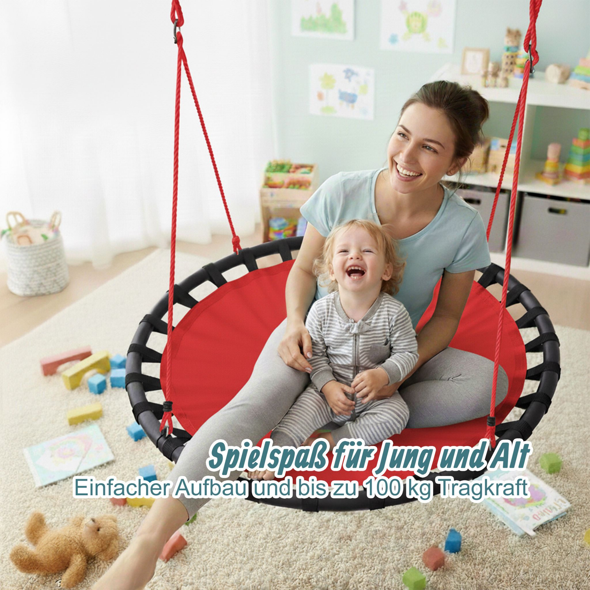 Nestschaukel 80cm Rot-Schwarz von Relaxdays