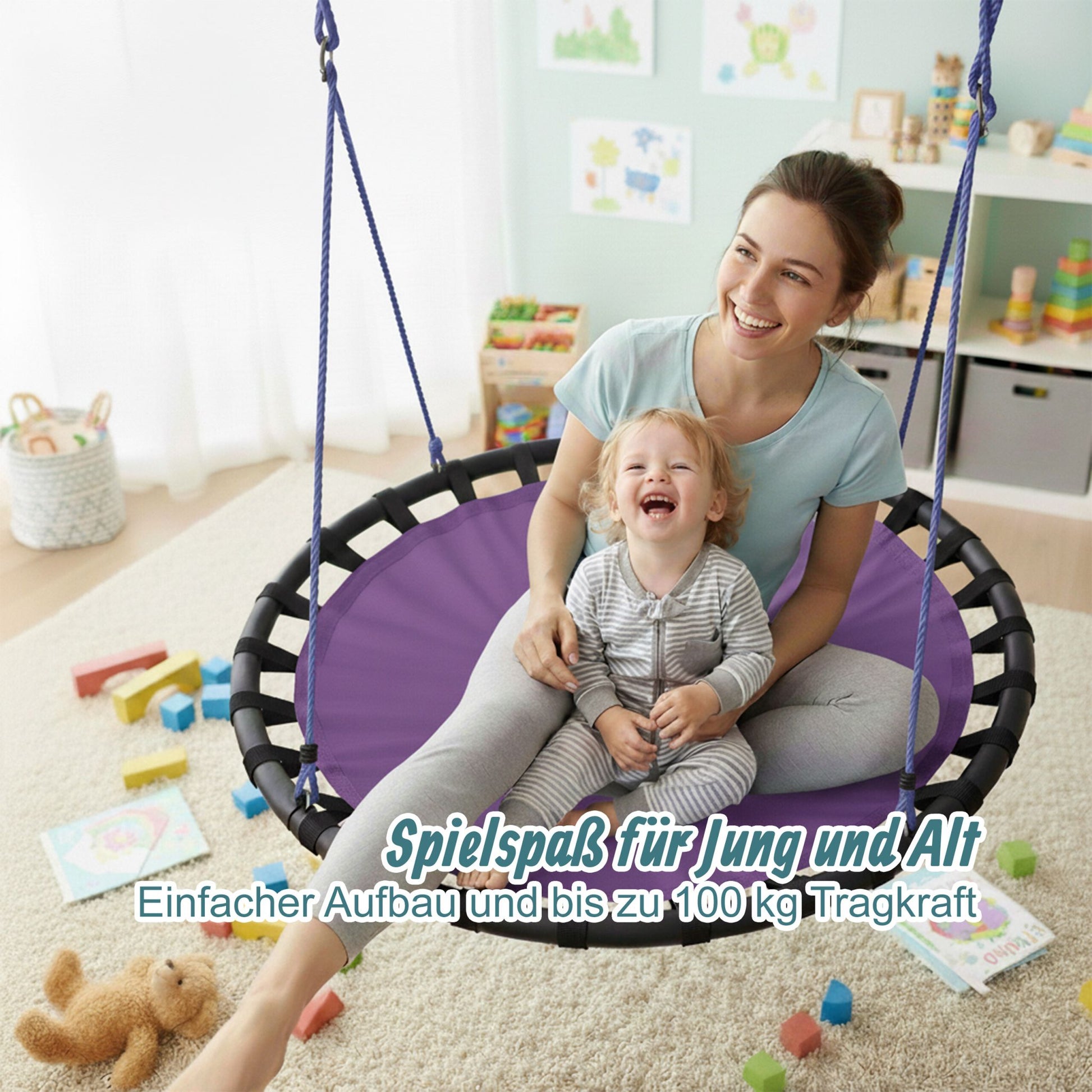 Nestschaukel 80cm Lila-Schwarz von Relaxdays