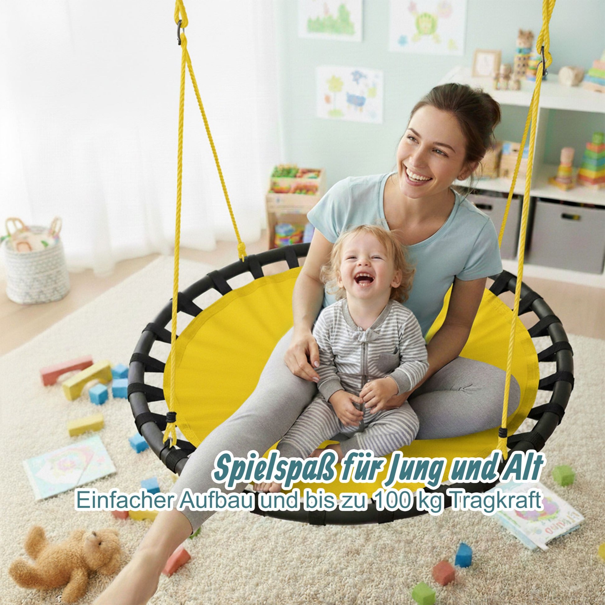 Nestschaukel 120cm Gelb-Schwarz von Relaxdays