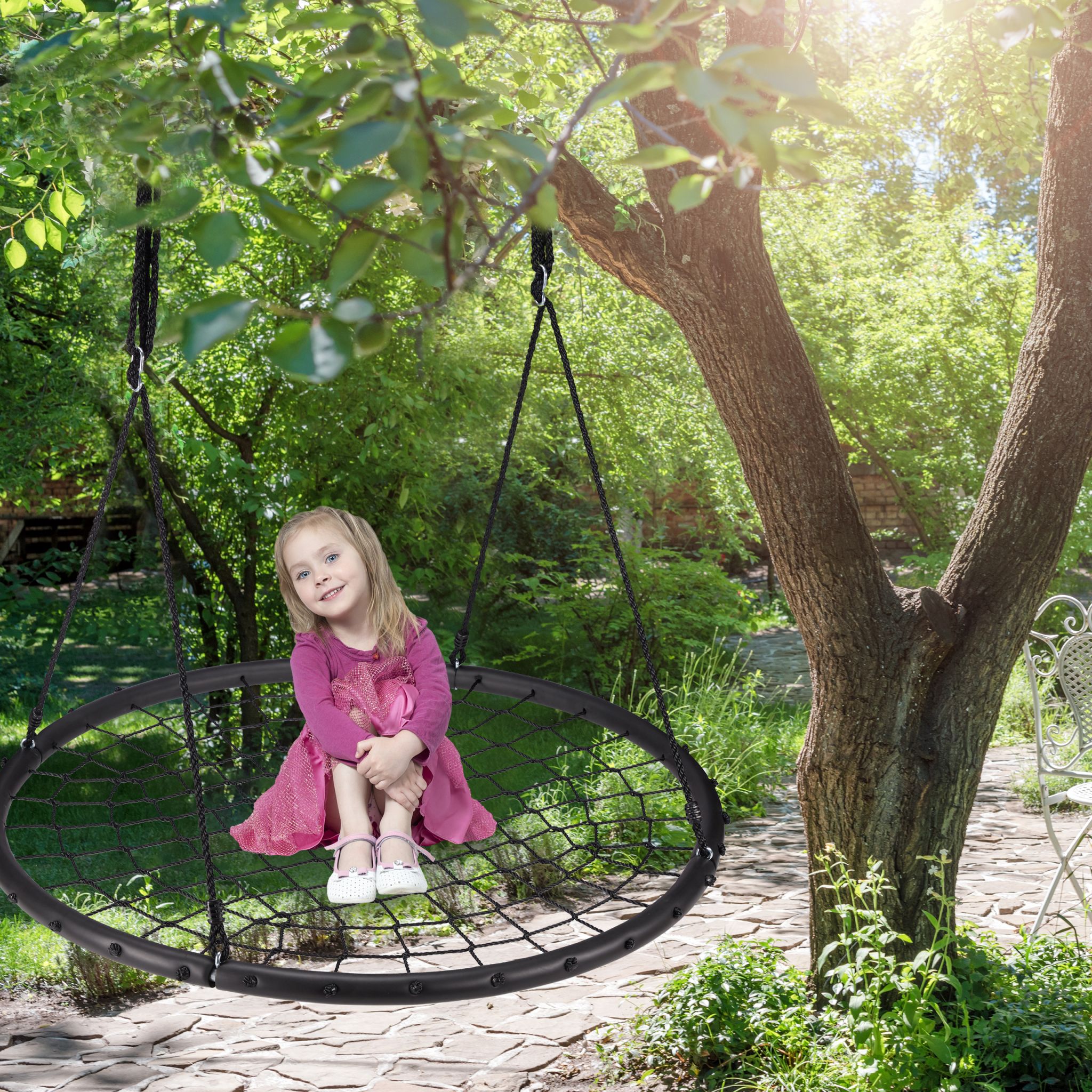 Nestschaukel mit Netz 120cm Schwarz von Relaxdays