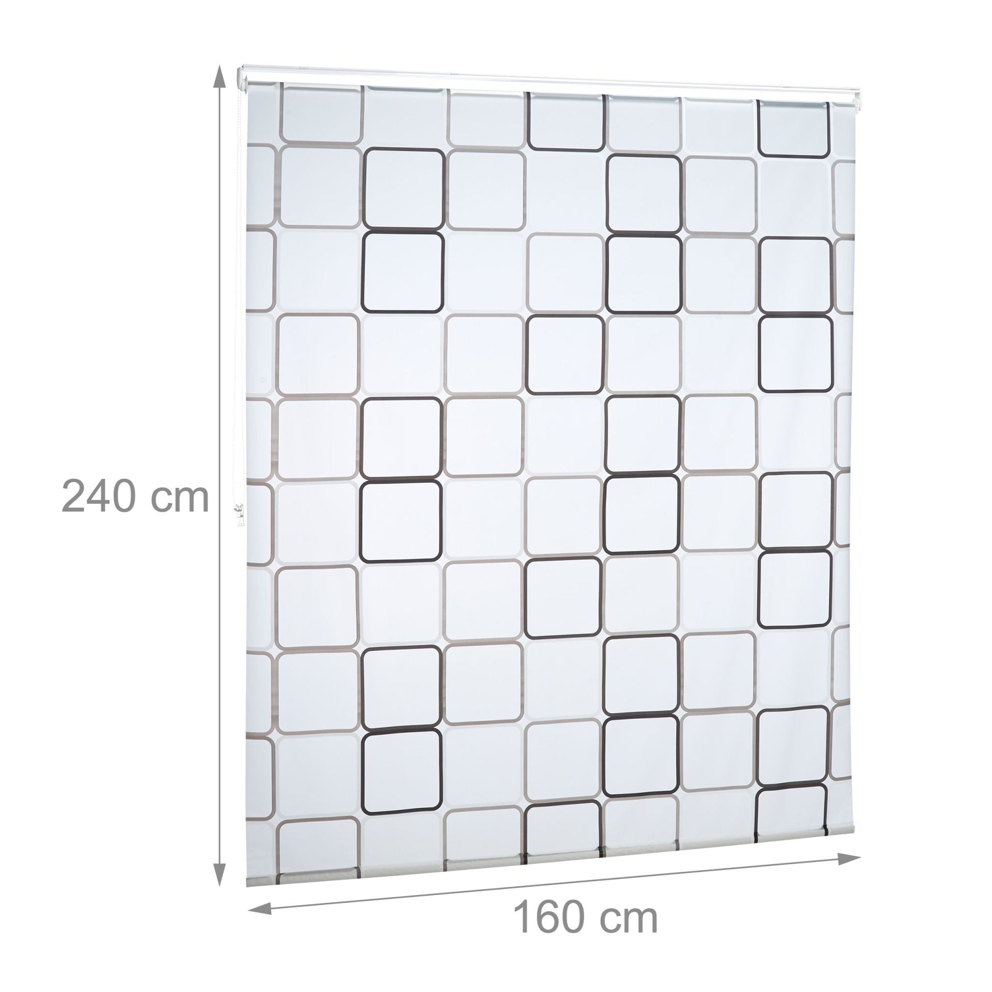 Duschrollo SQUARE Weiss-Grau von Relaxdays