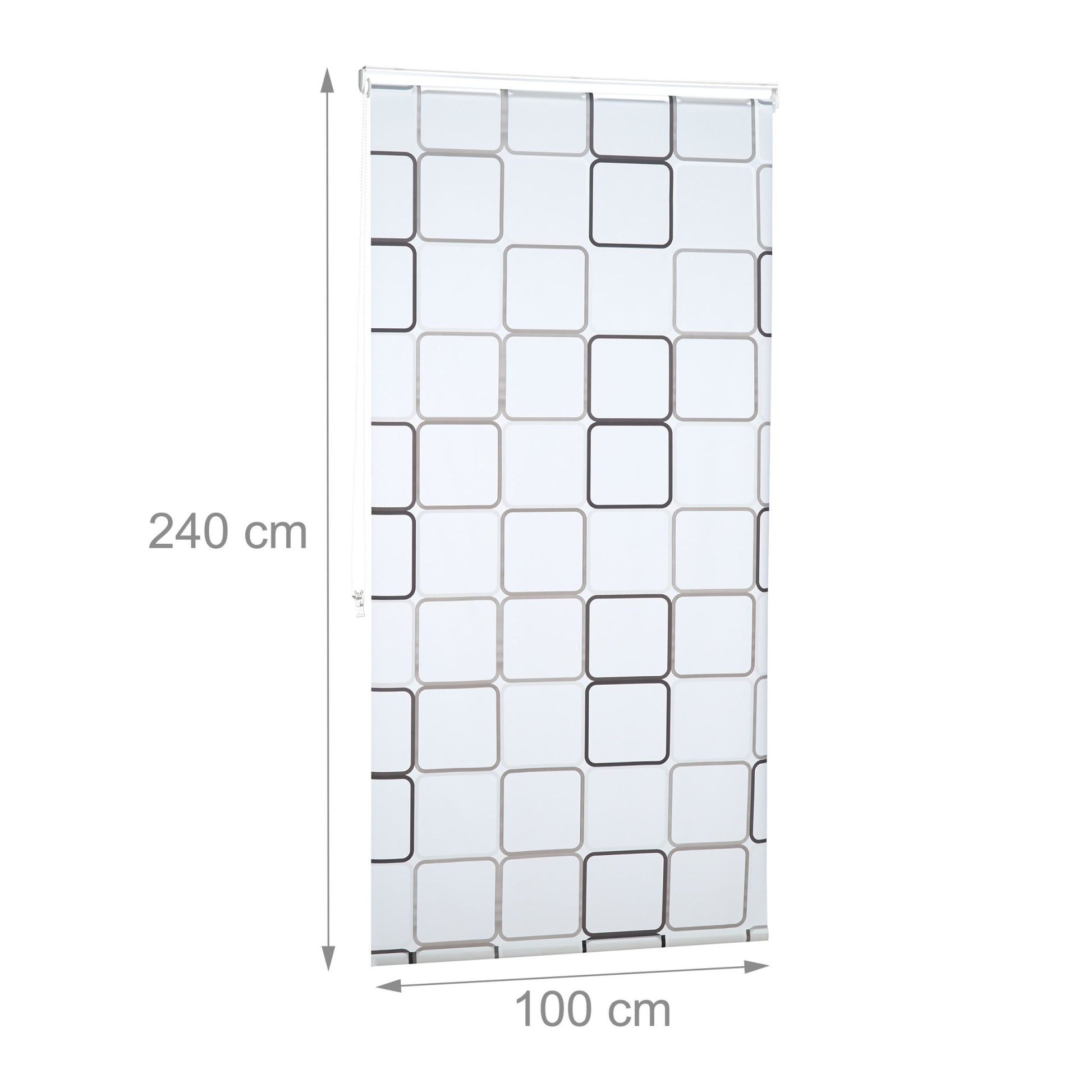 Duschrollo SQUARE Weiss-Grau von Relaxdays