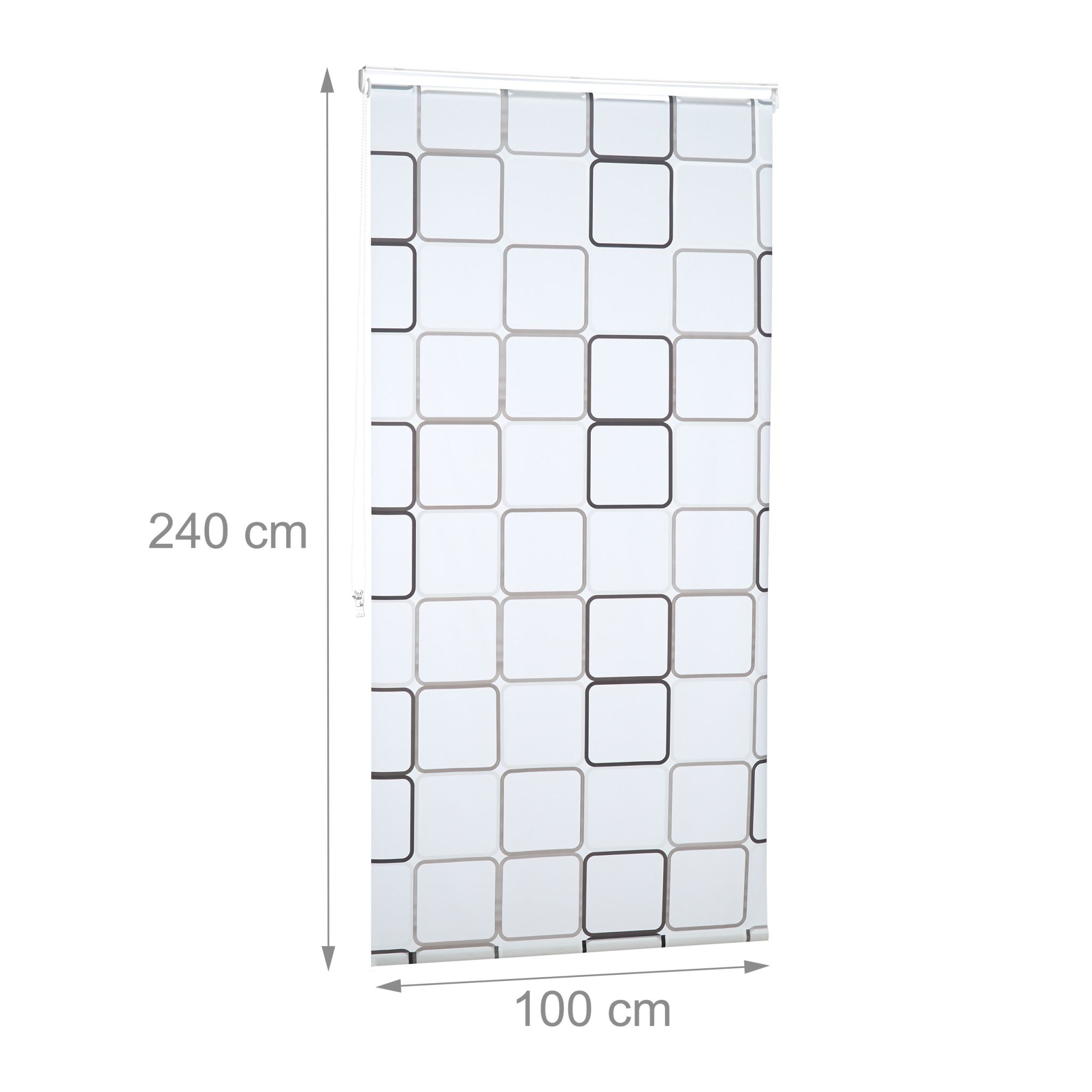 Duschrollo SQUARE Weiss-Grau von Relaxdays