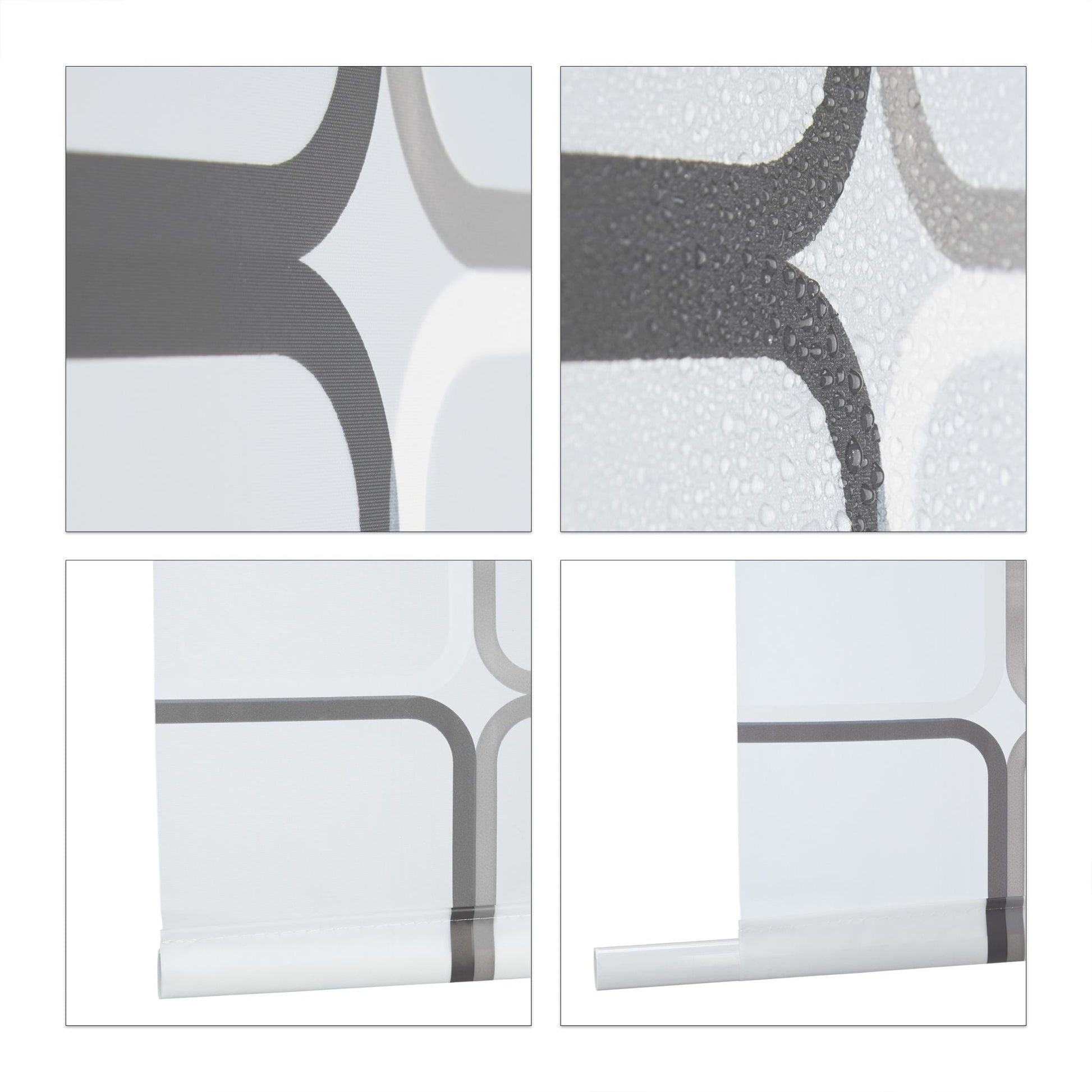 Duschrollo SQUARE Weiss-Grau von Relaxdays