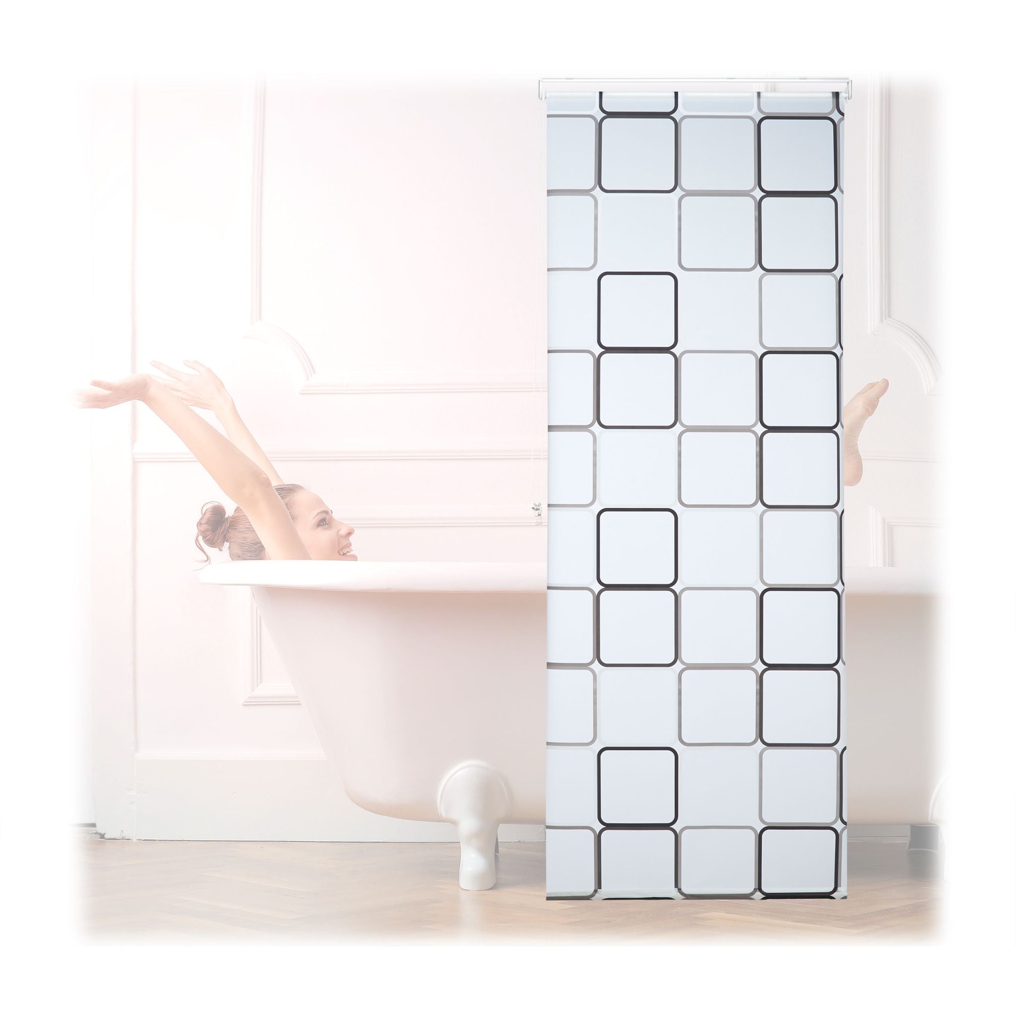 Duschrollo SQUARE Weiss-Grau von Relaxdays