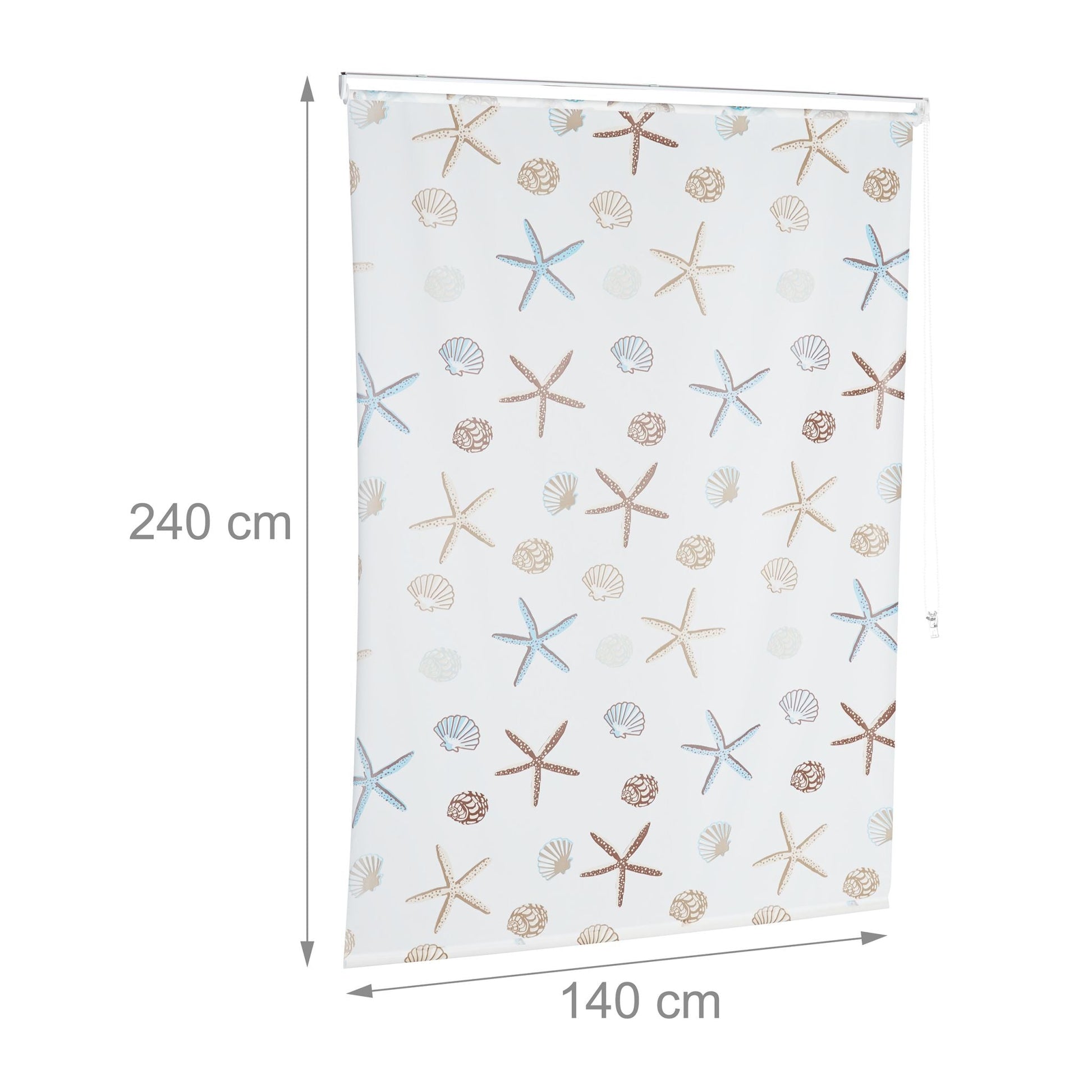 Duschrollo OCEAN Weiss-Braun-Hellblau von Relaxdays