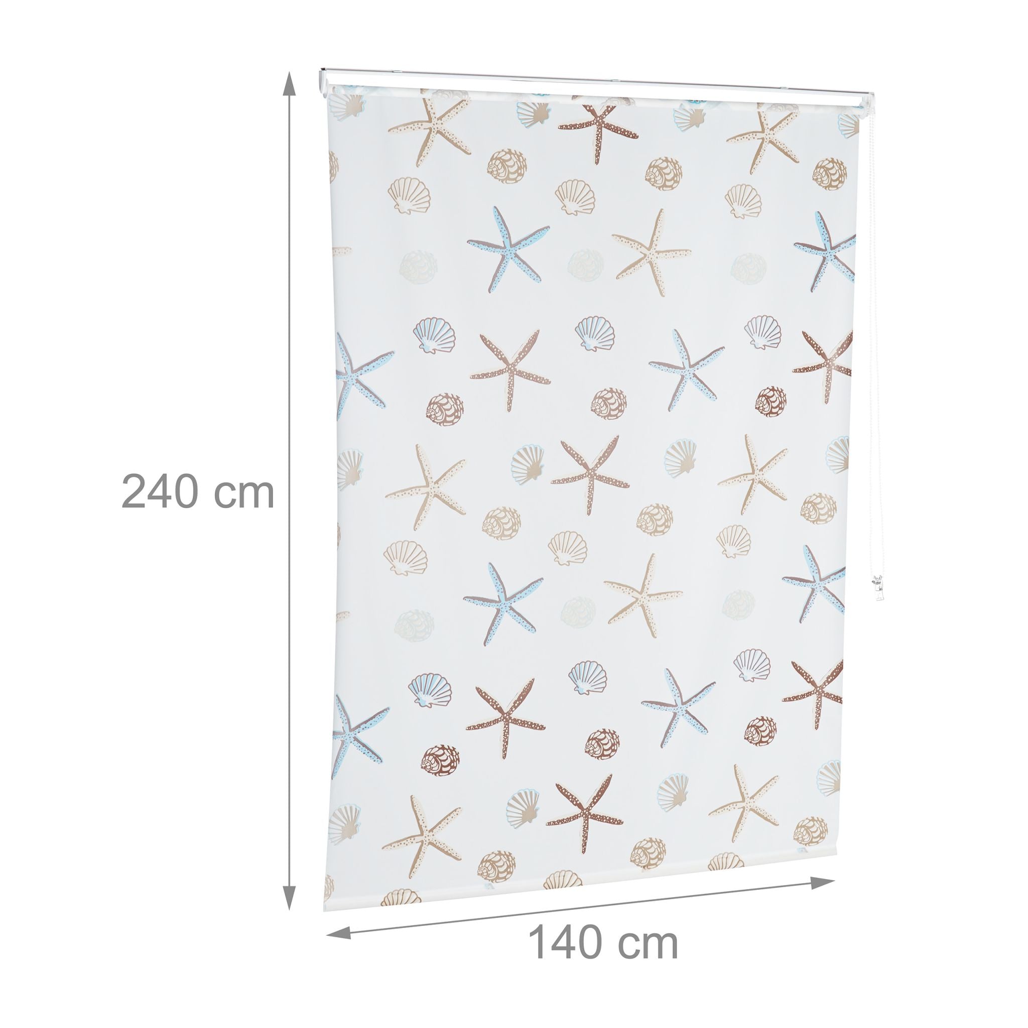 Duschrollo OCEAN Weiss-Braun-Hellblau von Relaxdays