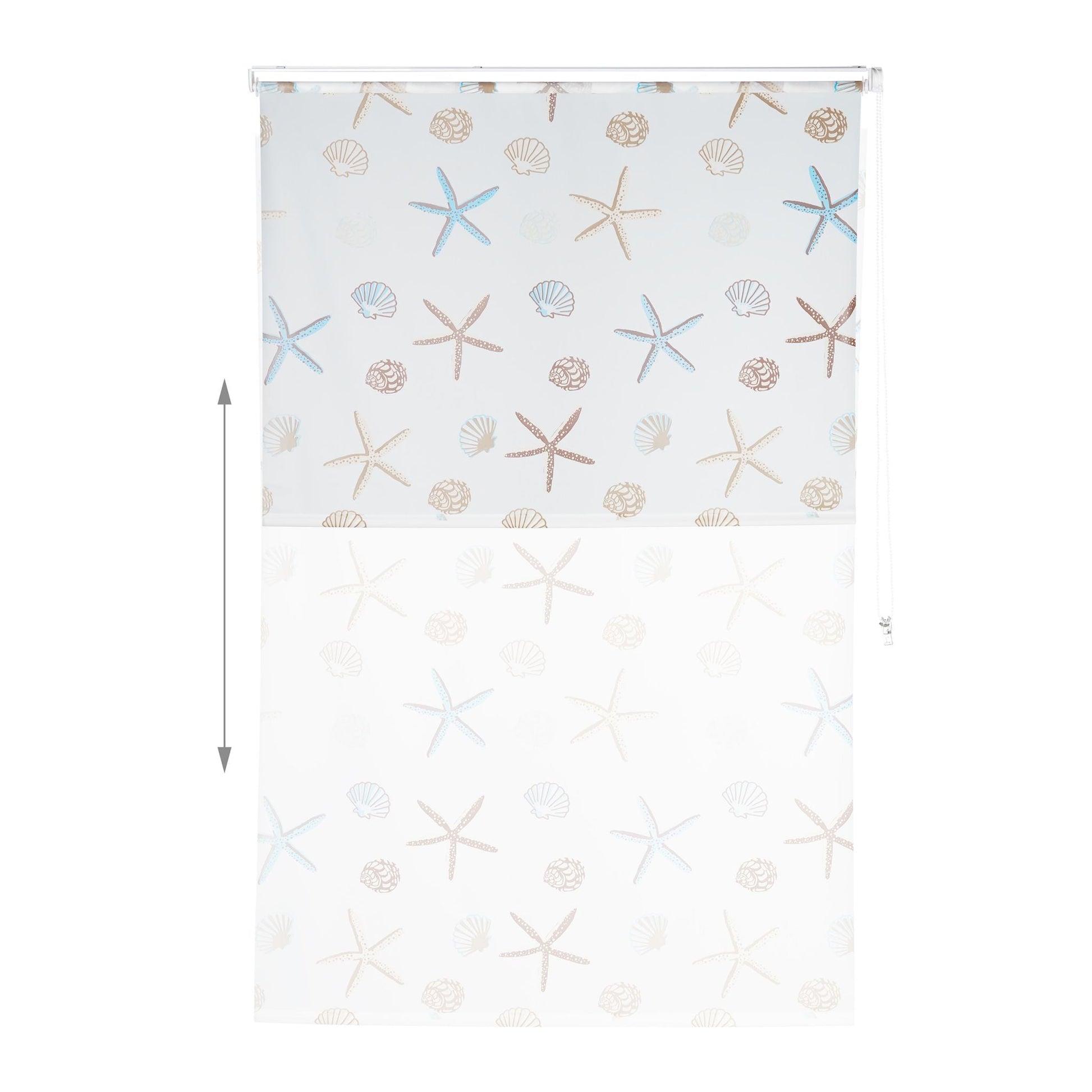 Duschrollo OCEAN Weiss-Braun-Hellblau von Relaxdays