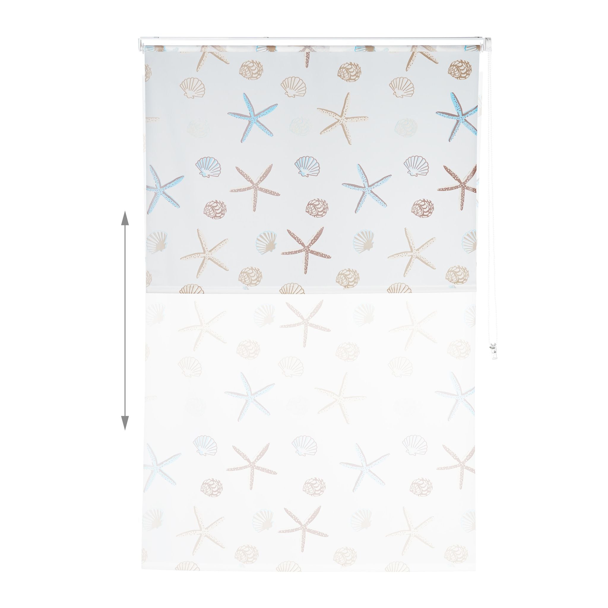 Duschrollo OCEAN Weiss-Braun-Hellblau von Relaxdays