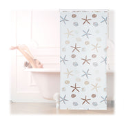 Duschrollo OCEAN Weiss-Braun-Hellblau von Relaxdays