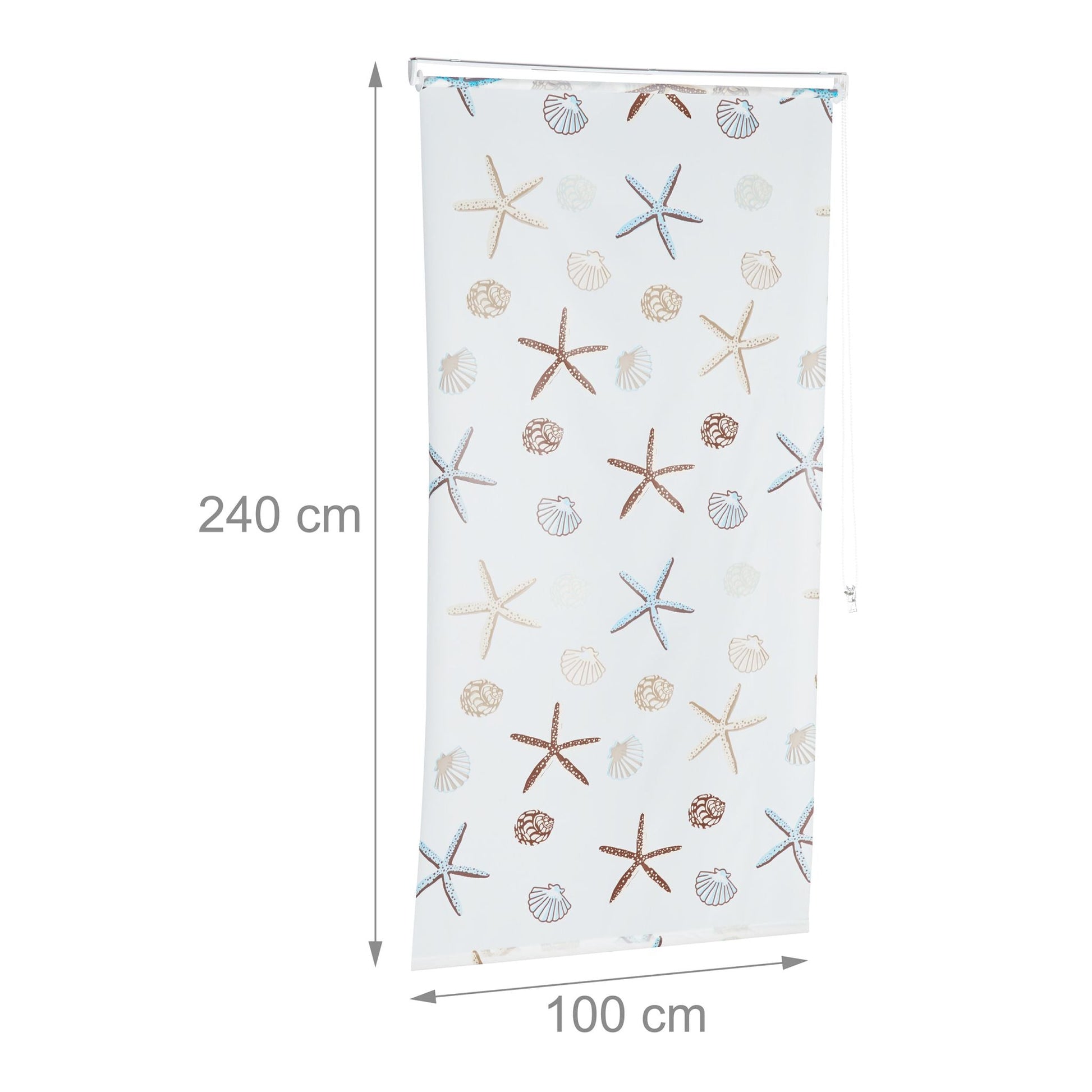 Duschrollo OCEAN Weiss-Braun-Hellblau von Relaxdays