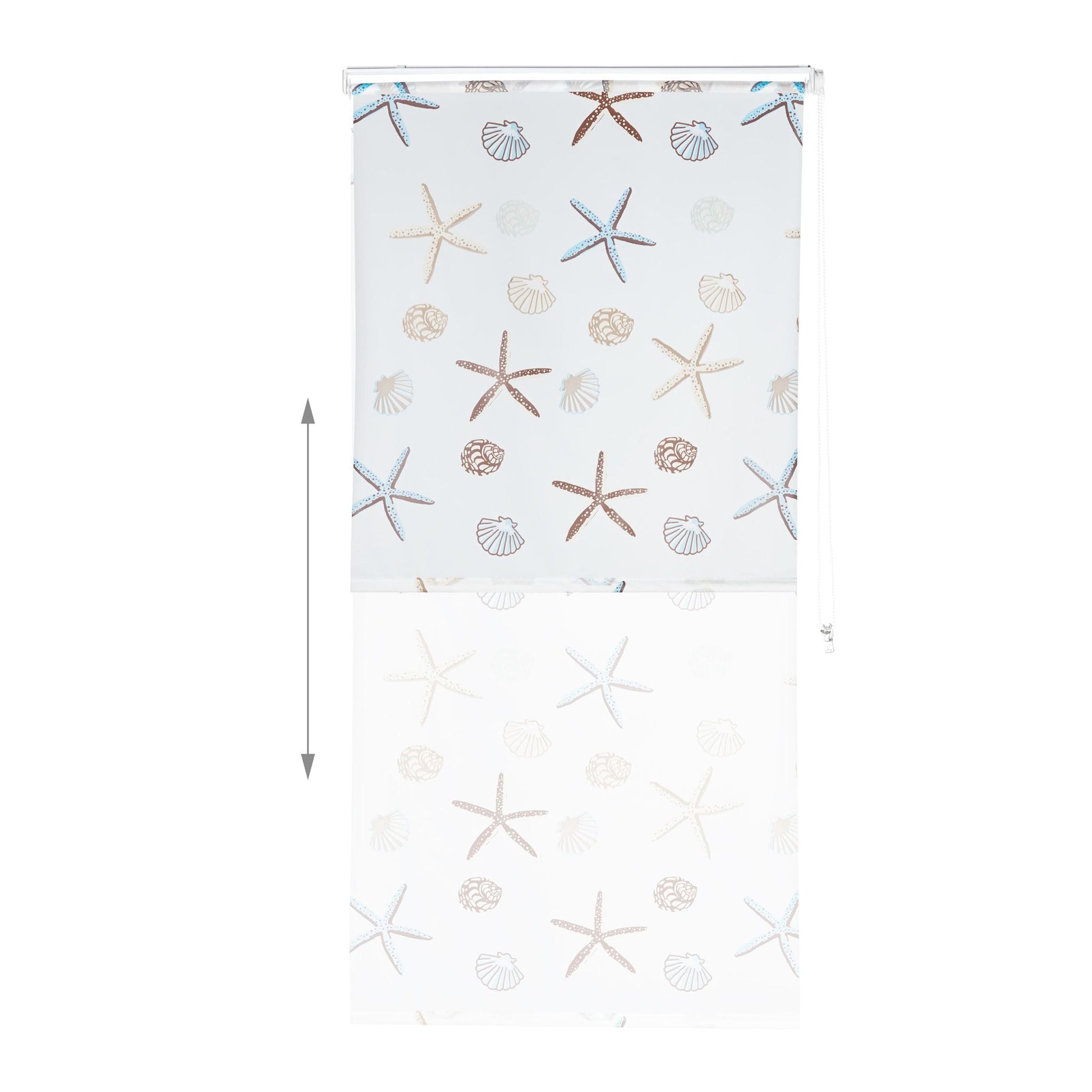 Duschrollo OCEAN Weiss-Braun-Hellblau von Relaxdays