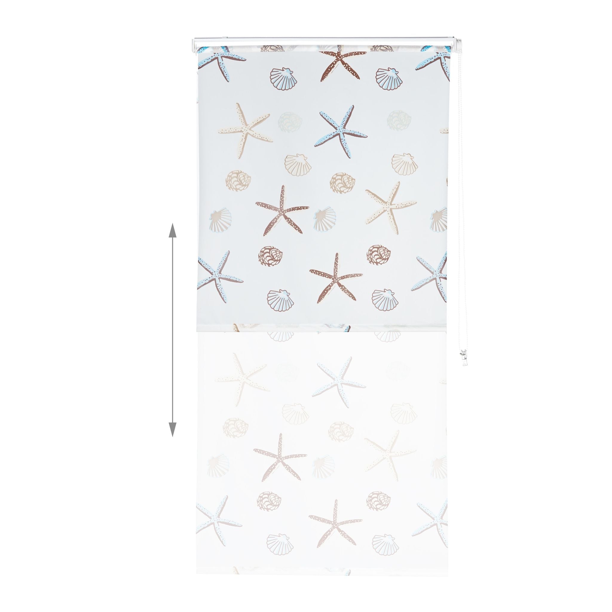 Duschrollo OCEAN Weiss-Braun-Hellblau von Relaxdays