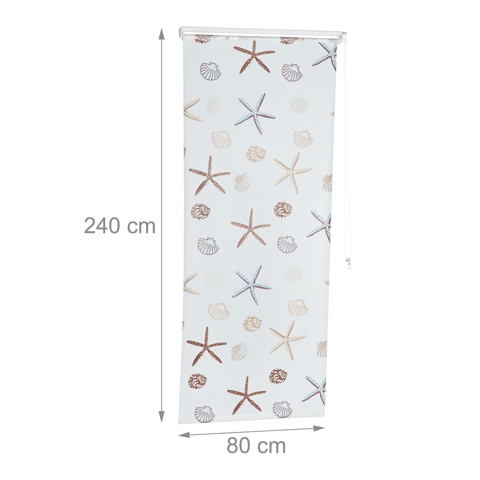 Duschrollo OCEAN Weiss-Braun-Hellblau von Relaxdays