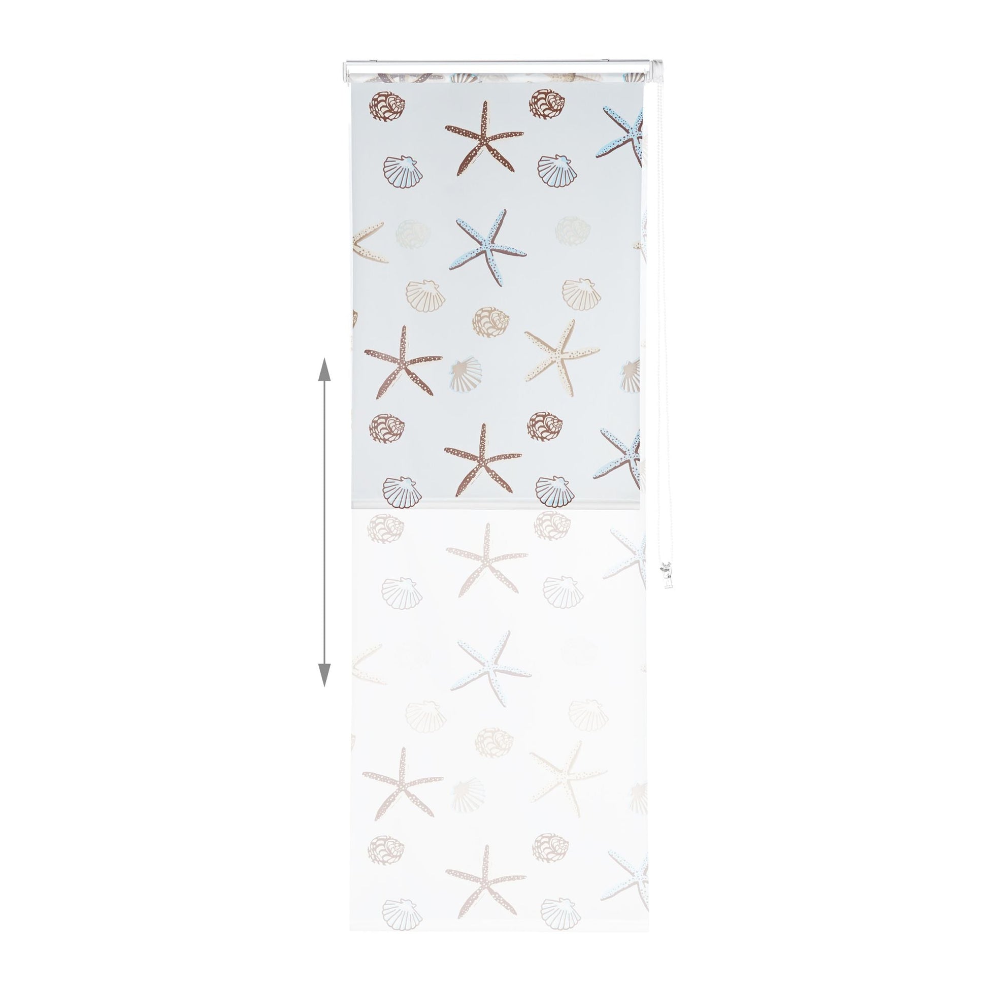 Duschrollo OCEAN Weiss-Braun-Hellblau von Relaxdays