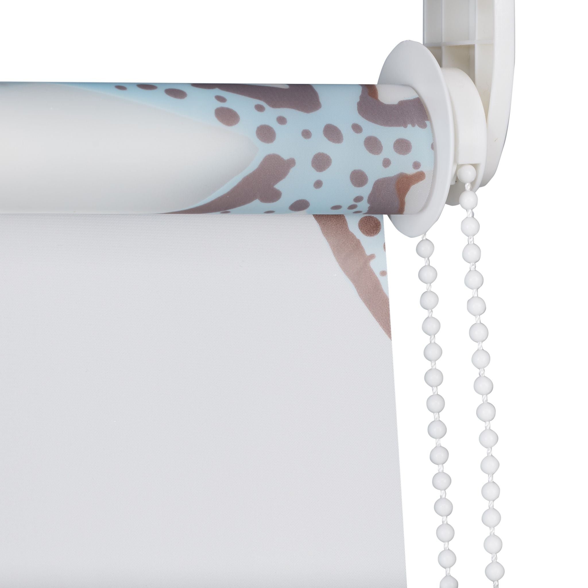 Duschrollo OCEAN Weiss-Braun-Hellblau von Relaxdays