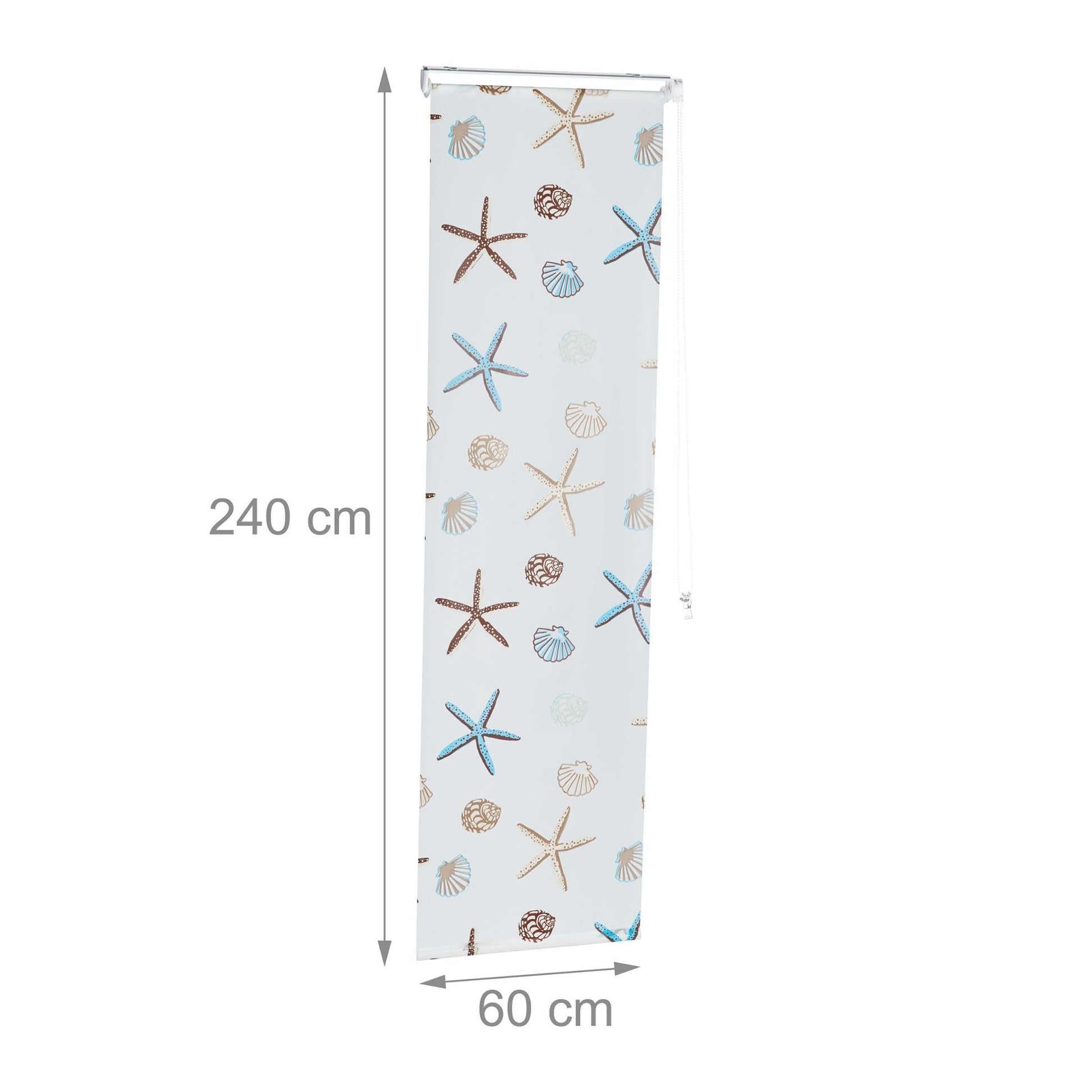 Duschrollo OCEAN Weiss-Braun-Hellblau von Relaxdays