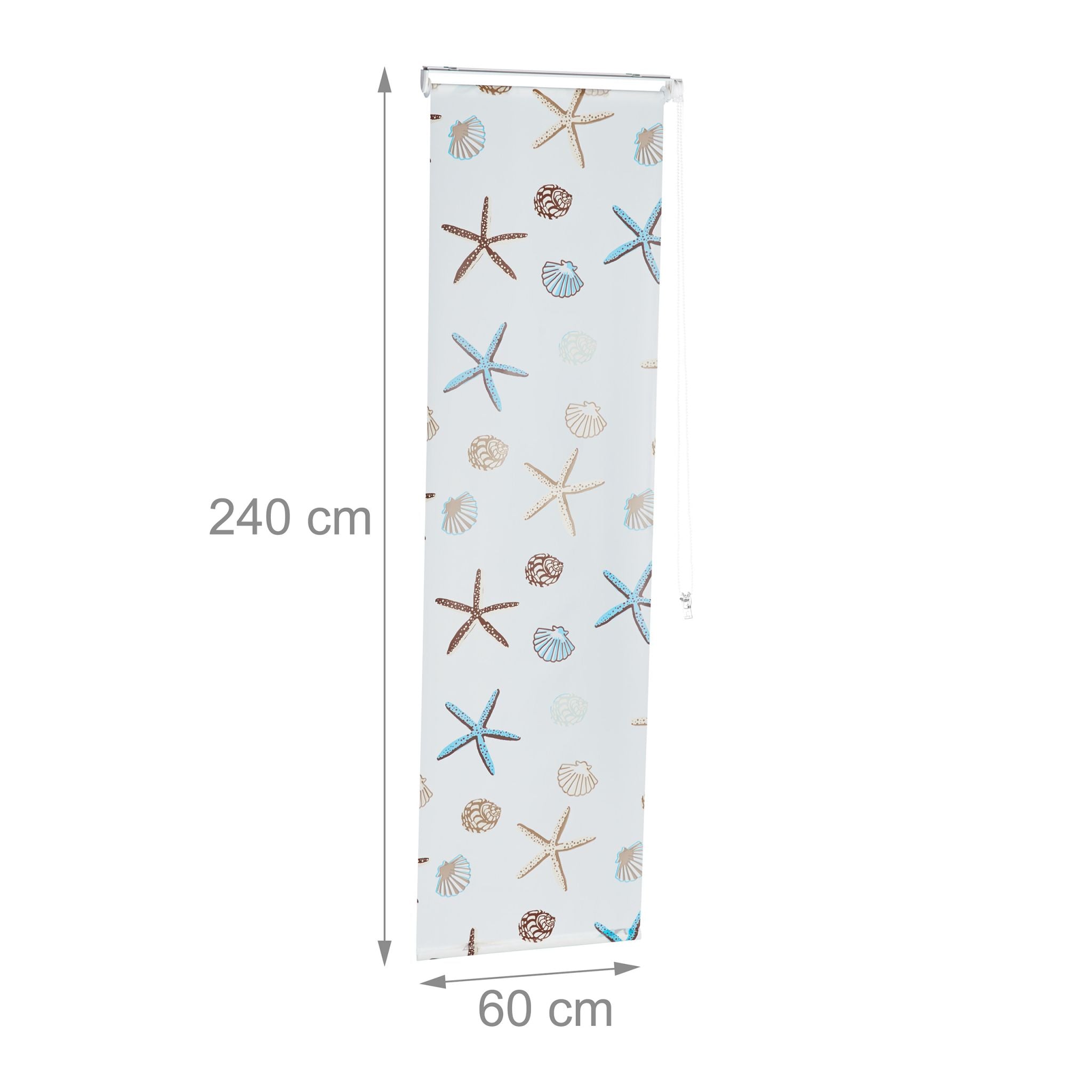 Duschrollo OCEAN Weiss-Braun-Hellblau von Relaxdays
