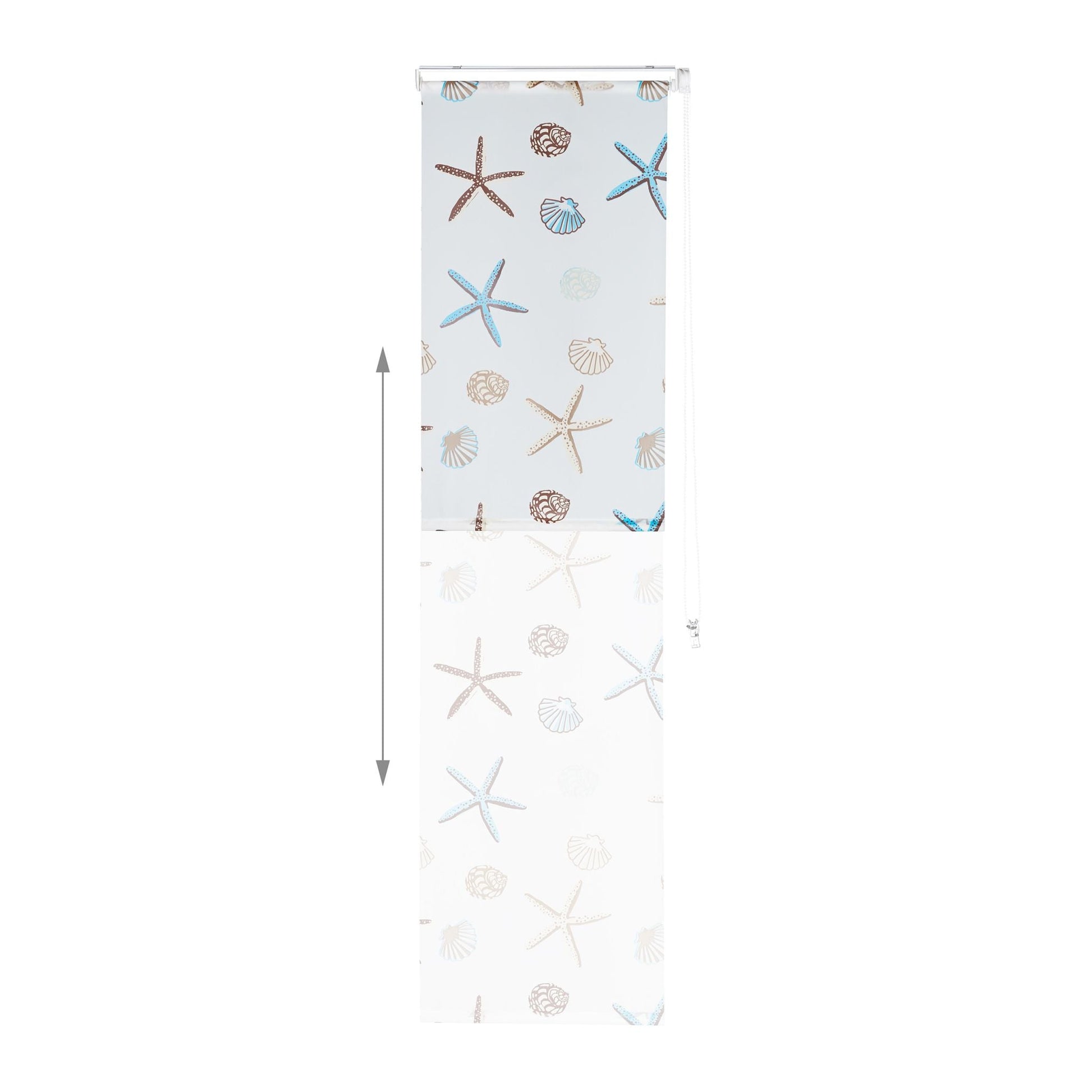 Duschrollo OCEAN Weiss-Braun-Hellblau von Relaxdays