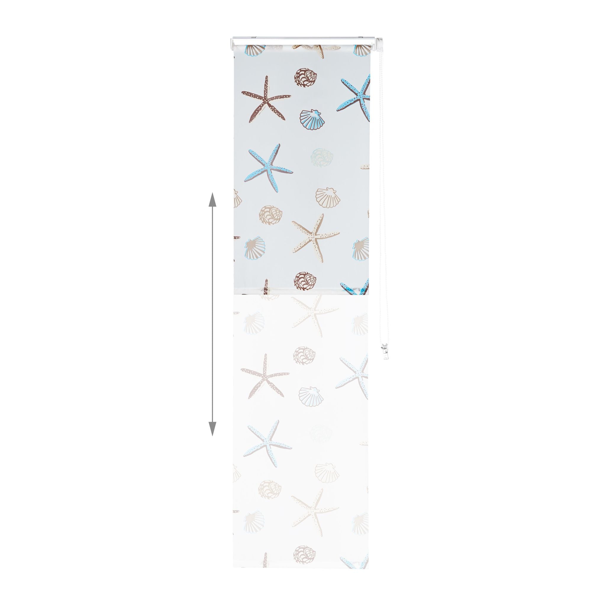 Duschrollo OCEAN Weiss-Braun-Hellblau von Relaxdays