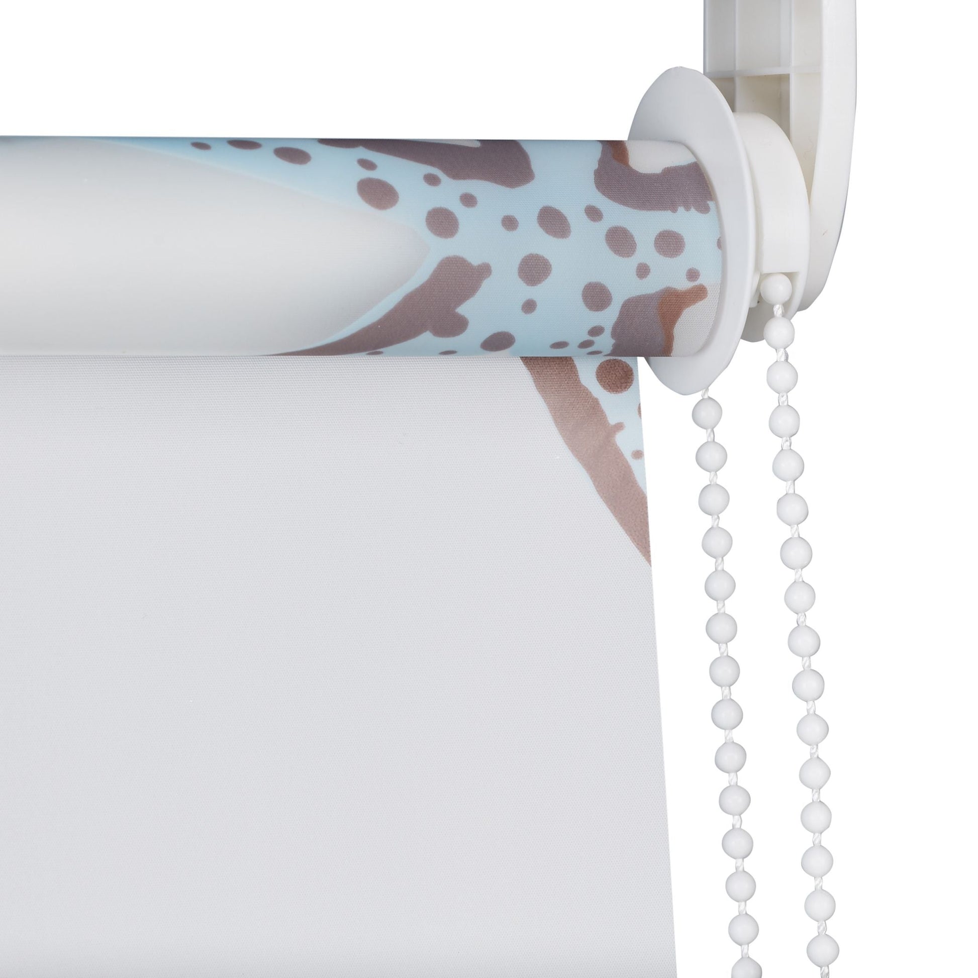 Duschrollo OCEAN Weiss-Braun-Hellblau von Relaxdays