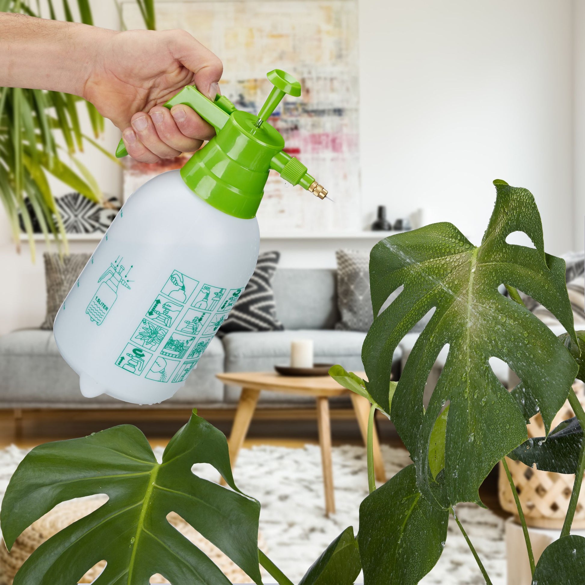 Drucksprüher 1,5 Liter Weiss-Grün von Relaxdays