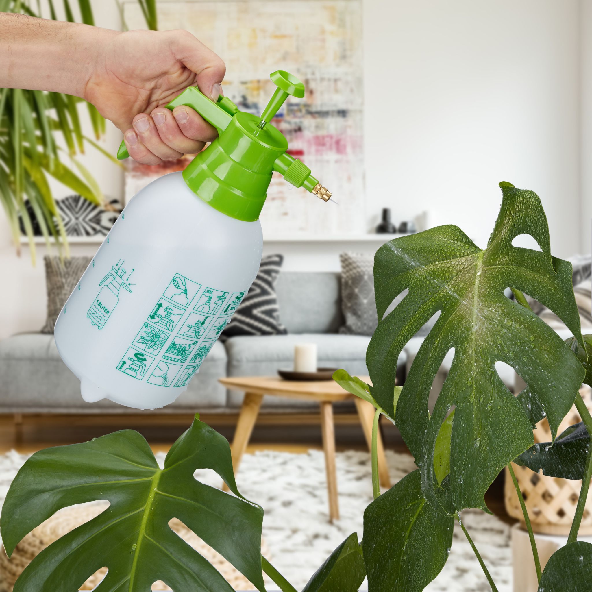 Drucksprüher 1,5 Liter Weiss-Grün von Relaxdays