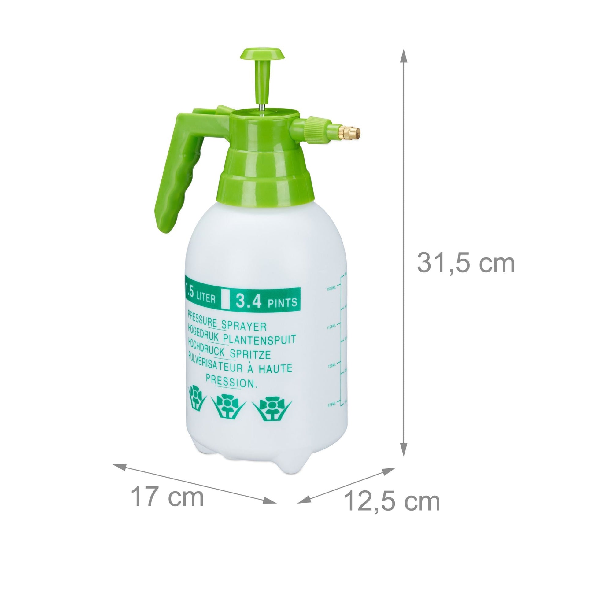 Drucksprüher 1,5 Liter Weiss-Grün von Relaxdays