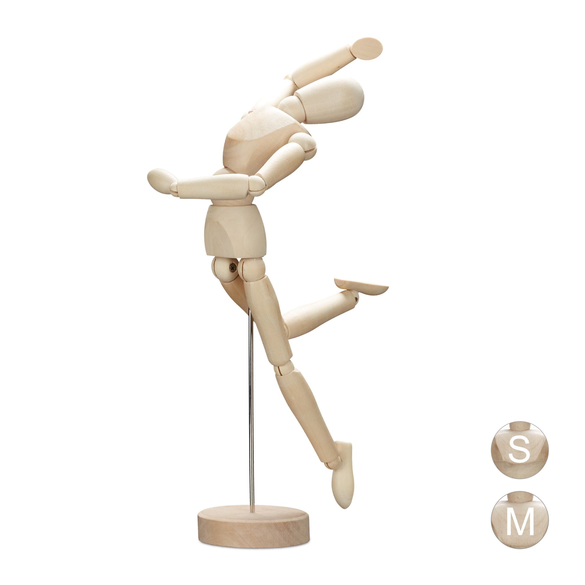 Holz Gliederpuppe Creme-Silber von Relaxdays