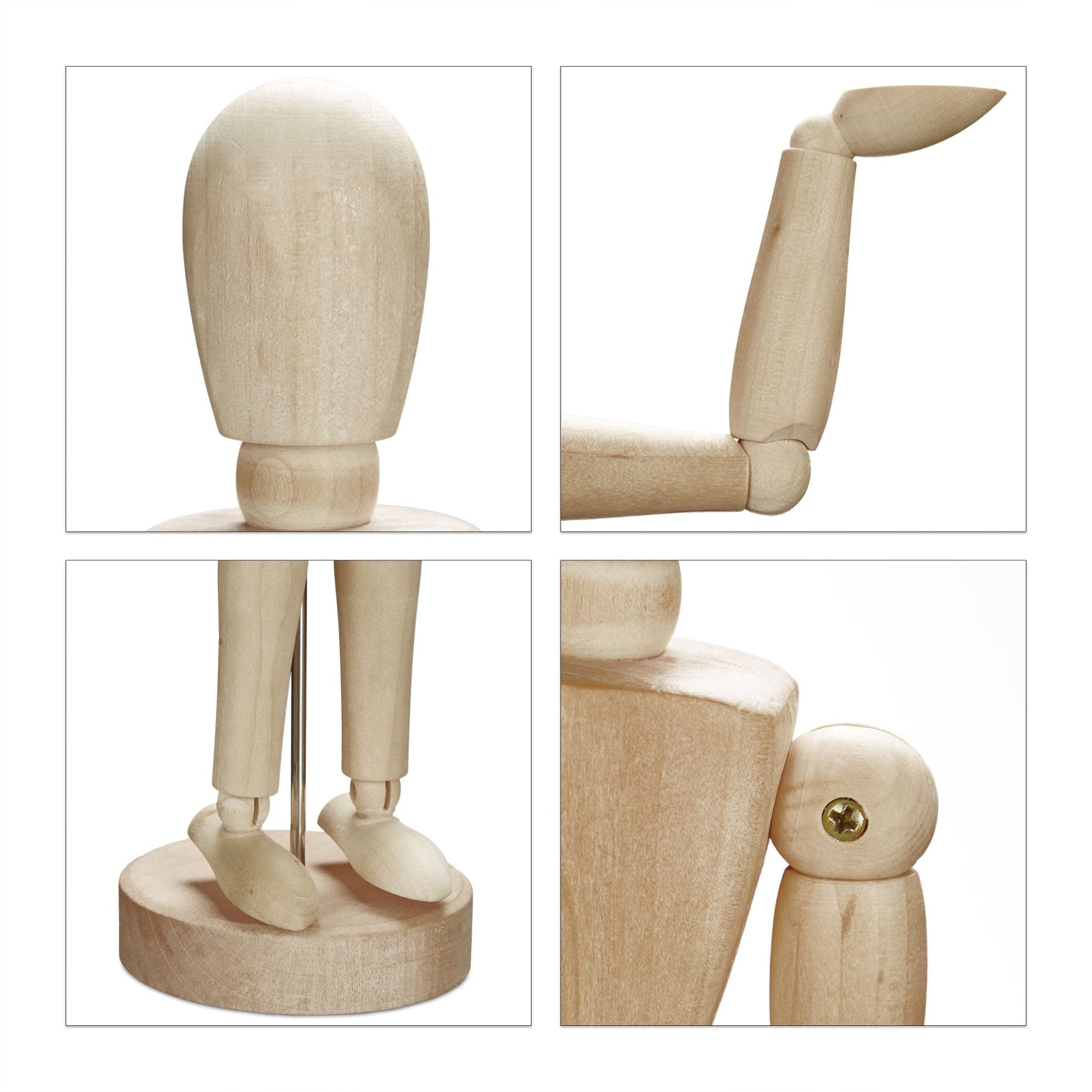 Holz Gliederpuppe Creme-Silber von Relaxdays