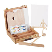Malkoffer Holz 22-teilig Braun-Creme-Hellbraun von Relaxdays