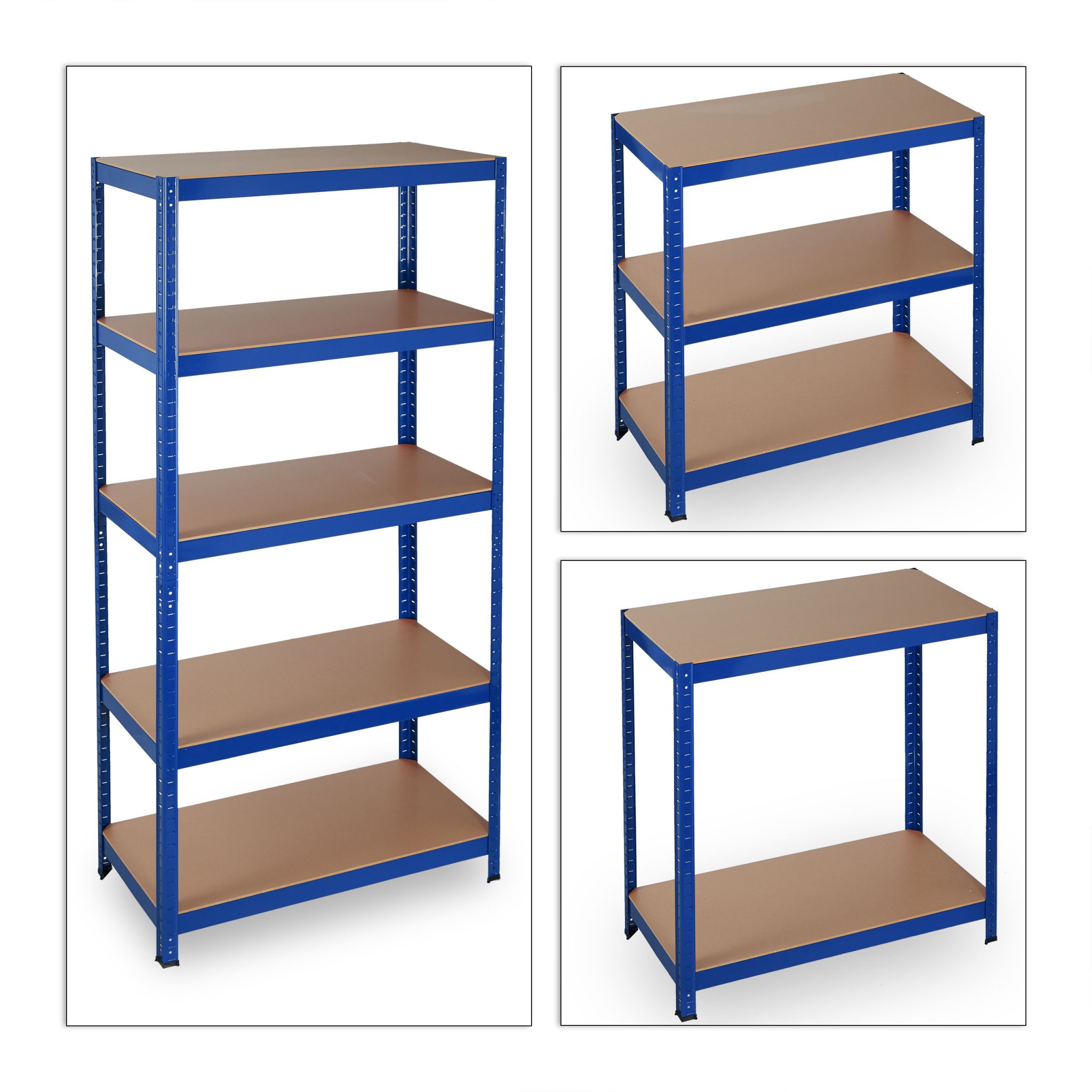 Schwerlastregal blau Blau-Hellbraun von Relaxdays