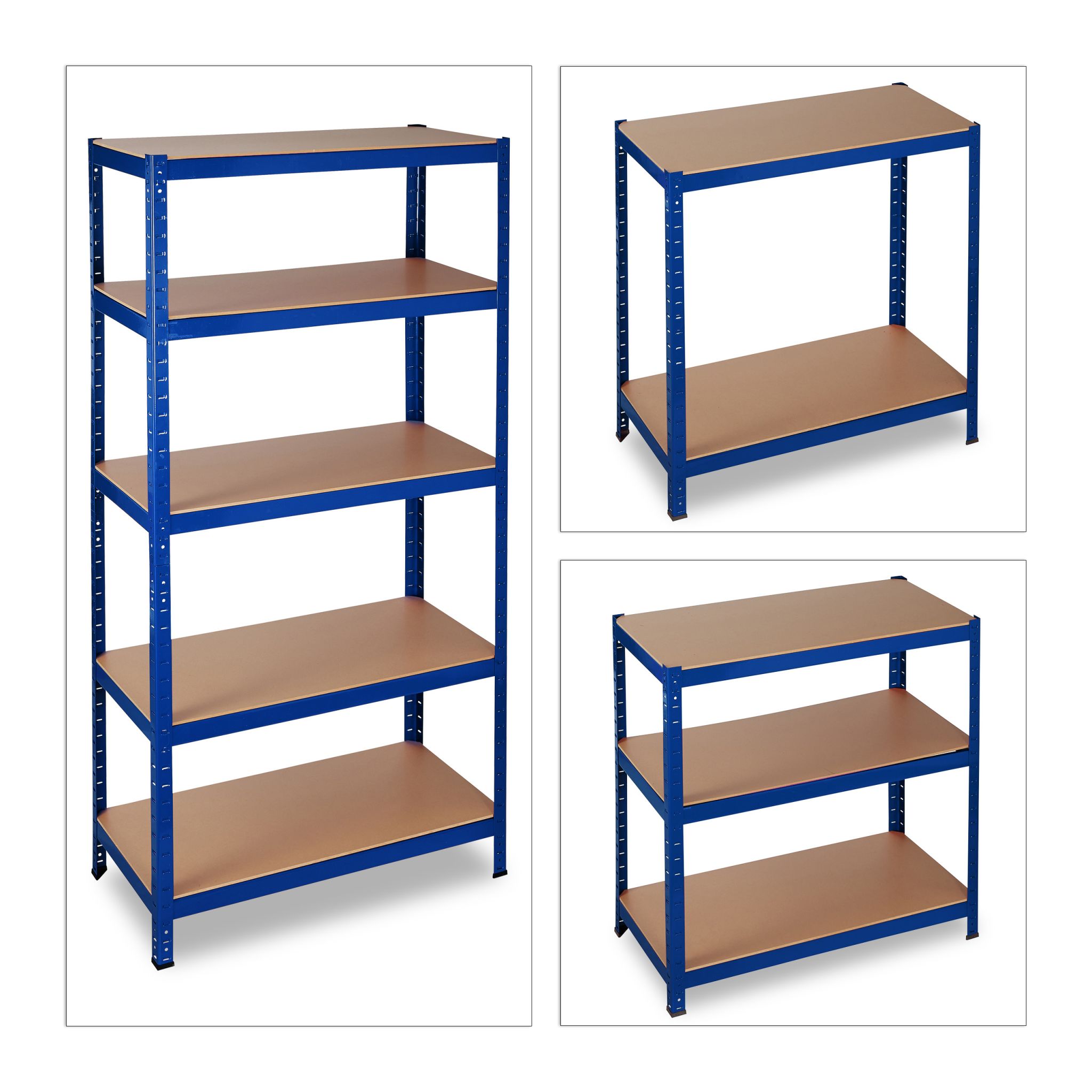 Schwerlastregal blau Blau-Hellbraun von Relaxdays