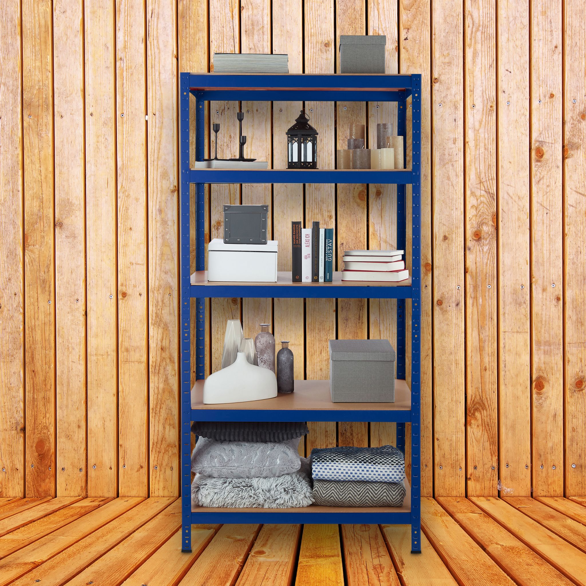 Schwerlastregal 180x90x60 in Blau Blau-Hellbraun von Relaxdays