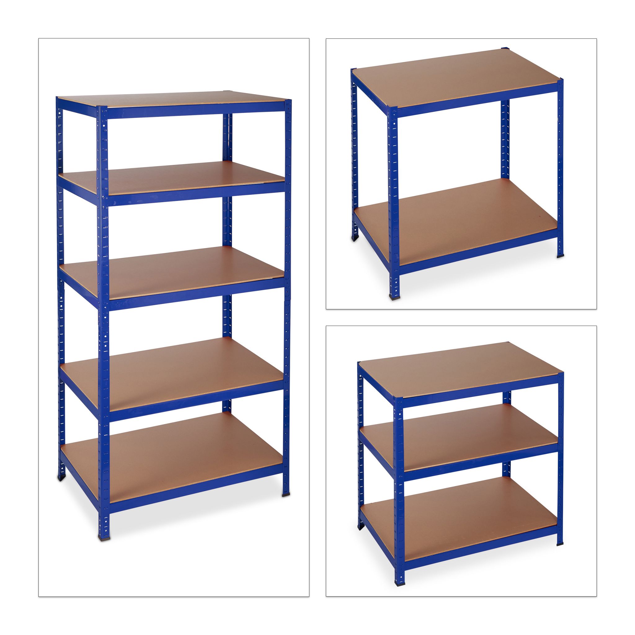 Schwerlastregal 180x90x60 in Blau Blau-Hellbraun von Relaxdays