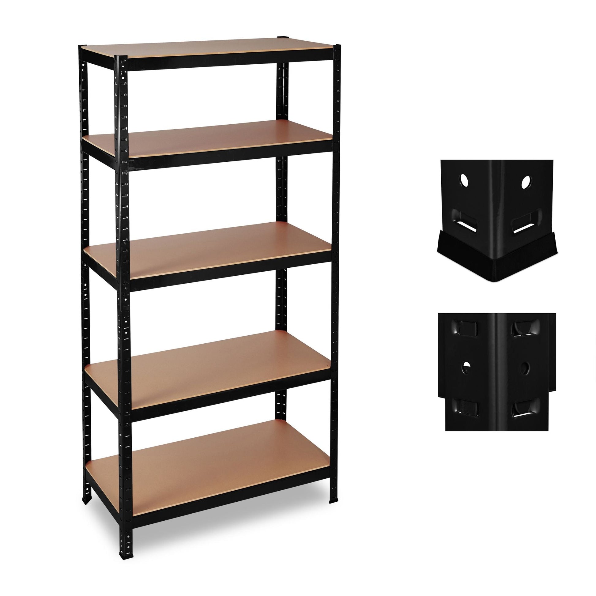 Schwerlastregal 180x90x60 in Schwarz Hellbraun-Schwarz von Relaxdays