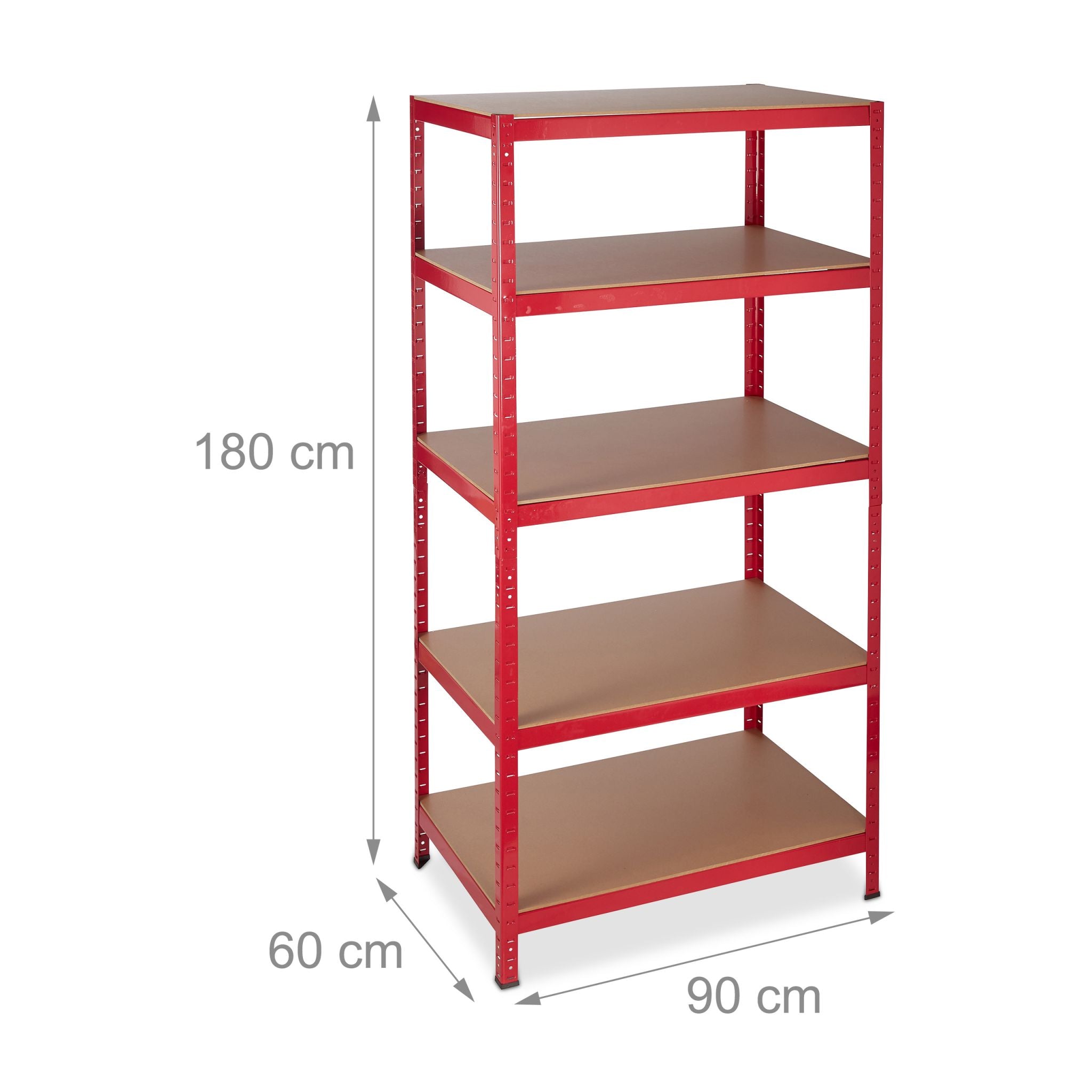 Schwerlastregal 180x90x60 in Rot Hellbraun-Rot von Relaxdays