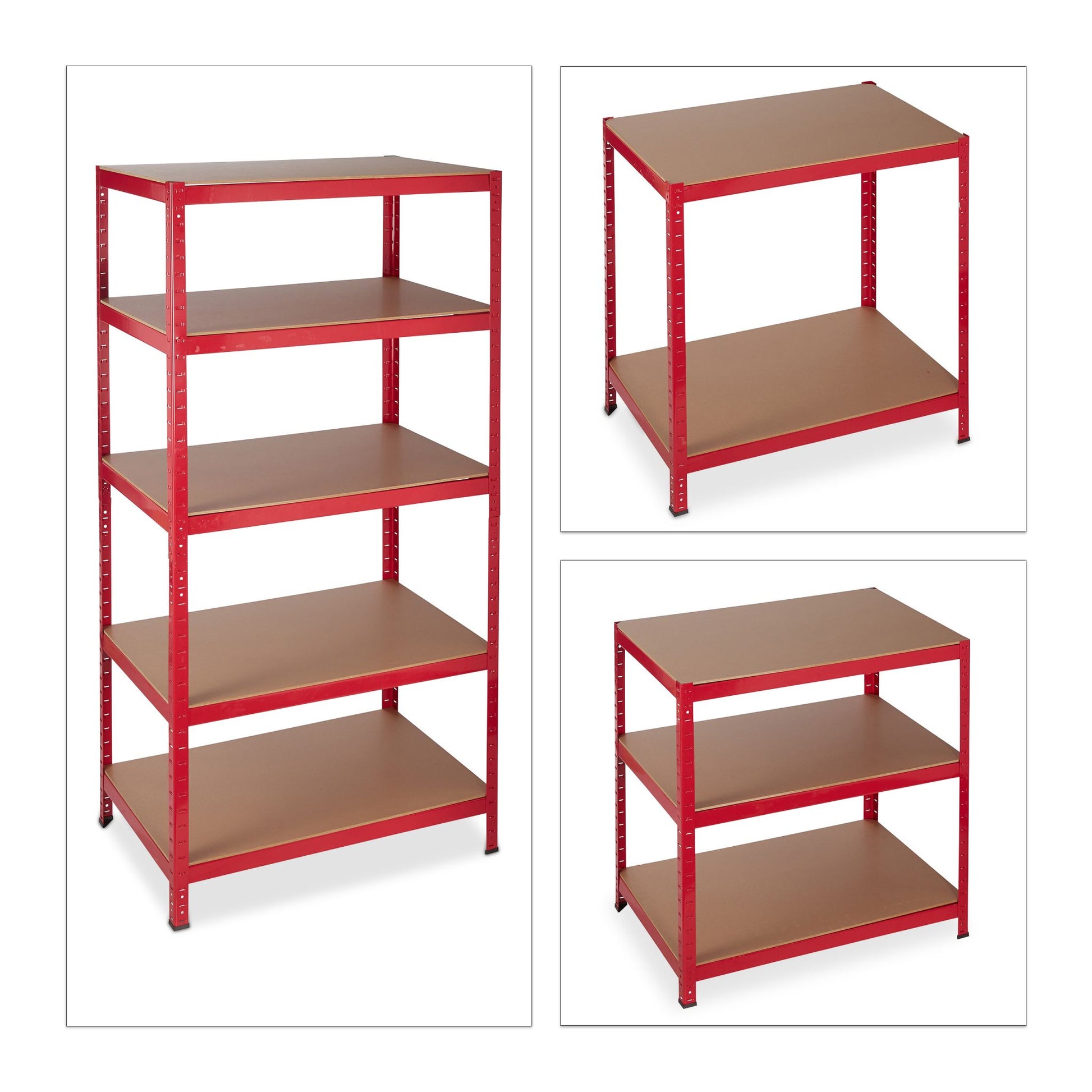 Schwerlastregal 180x90x60 in Rot Hellbraun-Rot von Relaxdays
