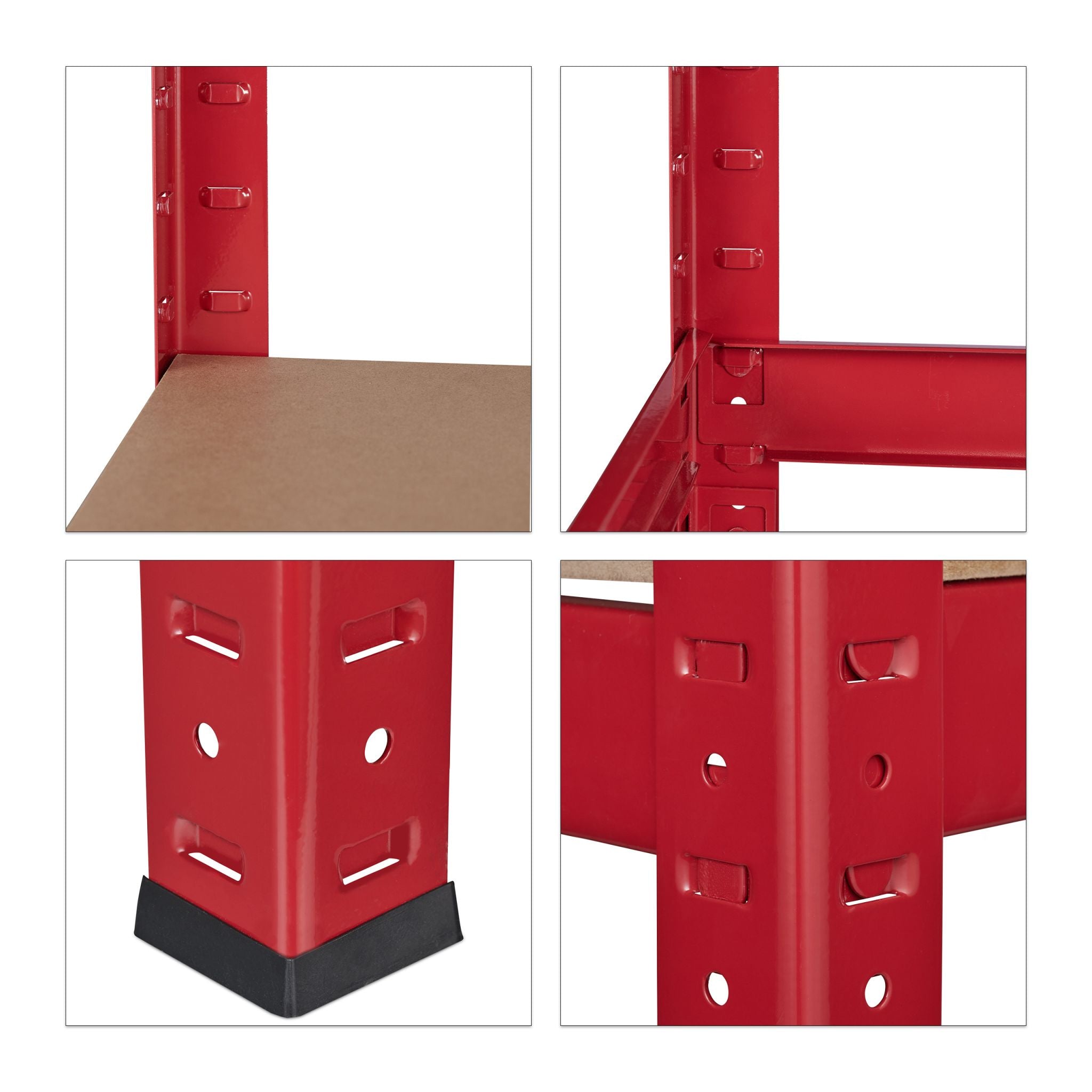 Schwerlastregal 180x90x60 in Rot Hellbraun-Rot von Relaxdays