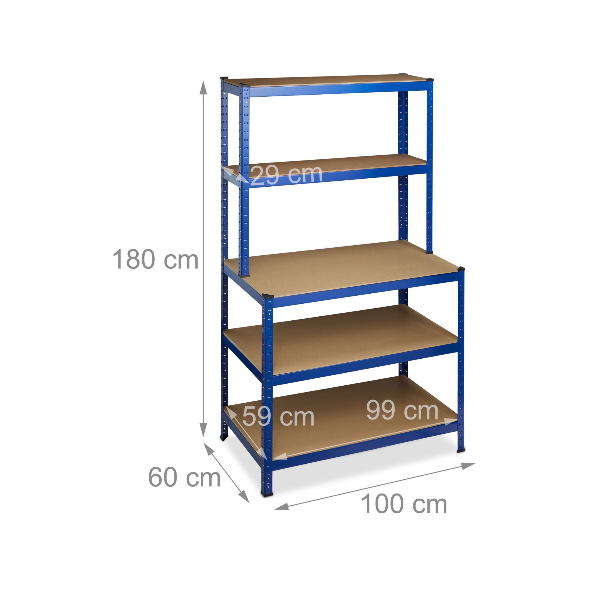 Schwerlastregal mit Werkbank blau Blau-Hellbraun von Relaxdays