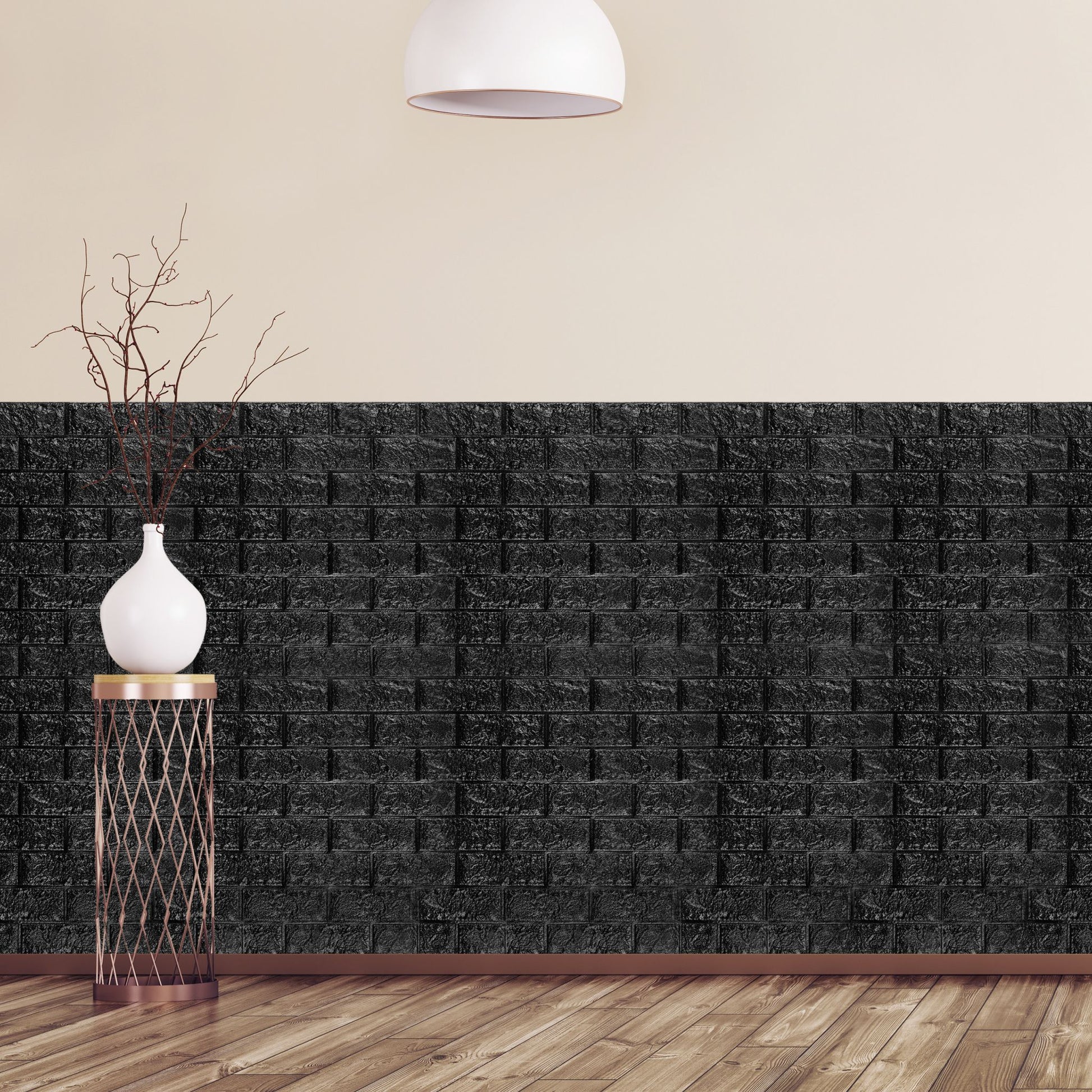 Wandpaneele selbstklebend 5er-Set Schwarz von Relaxdays
