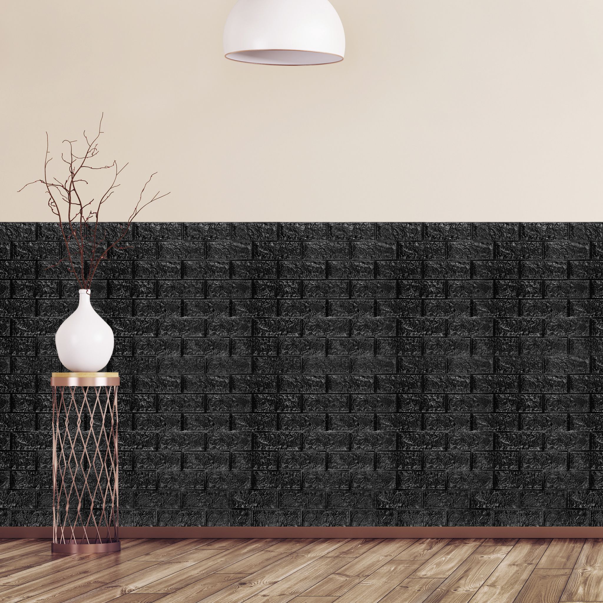 Wandpaneele selbstklebend 5er-Set Schwarz von Relaxdays