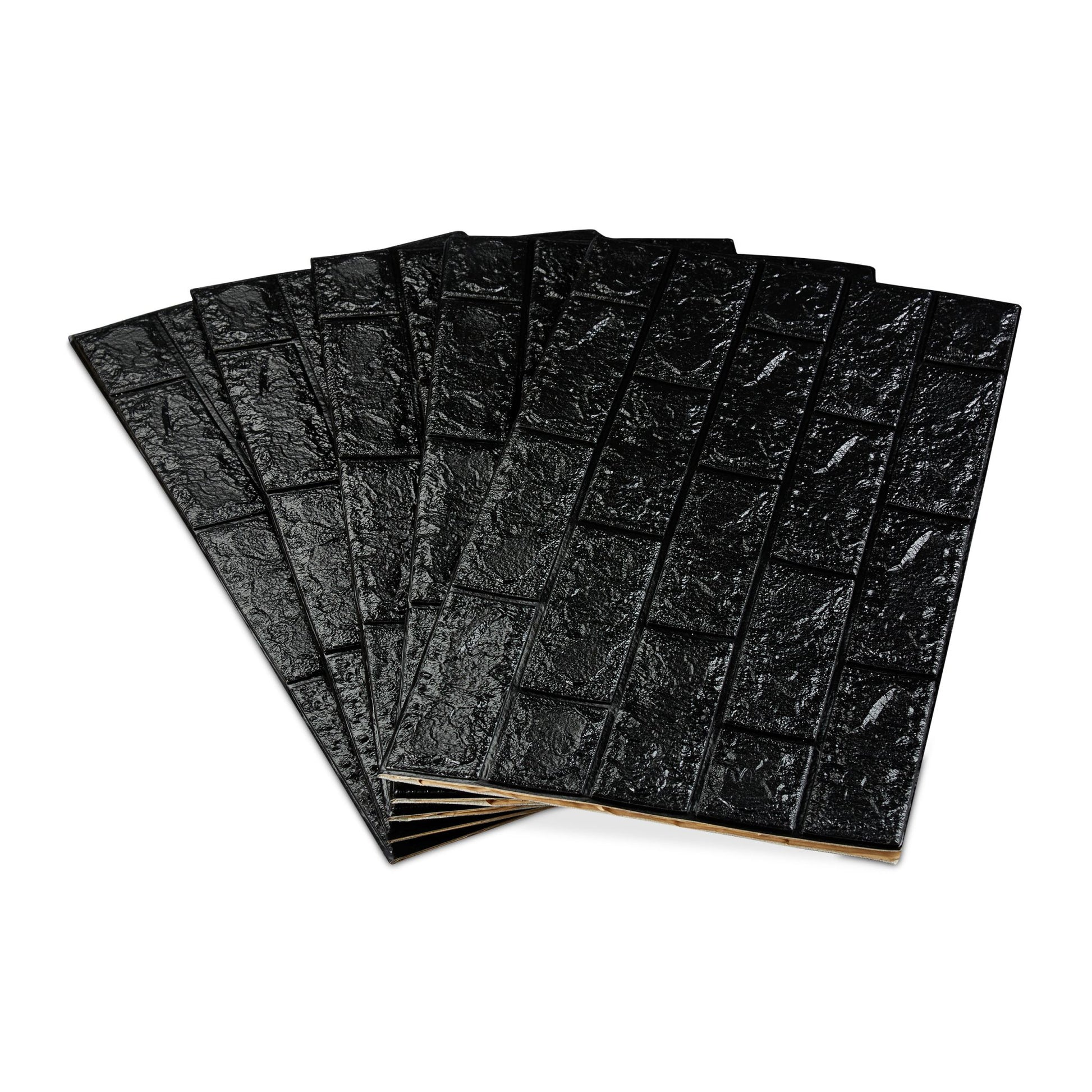 Wandpaneele selbstklebend 5er-Set Schwarz von Relaxdays