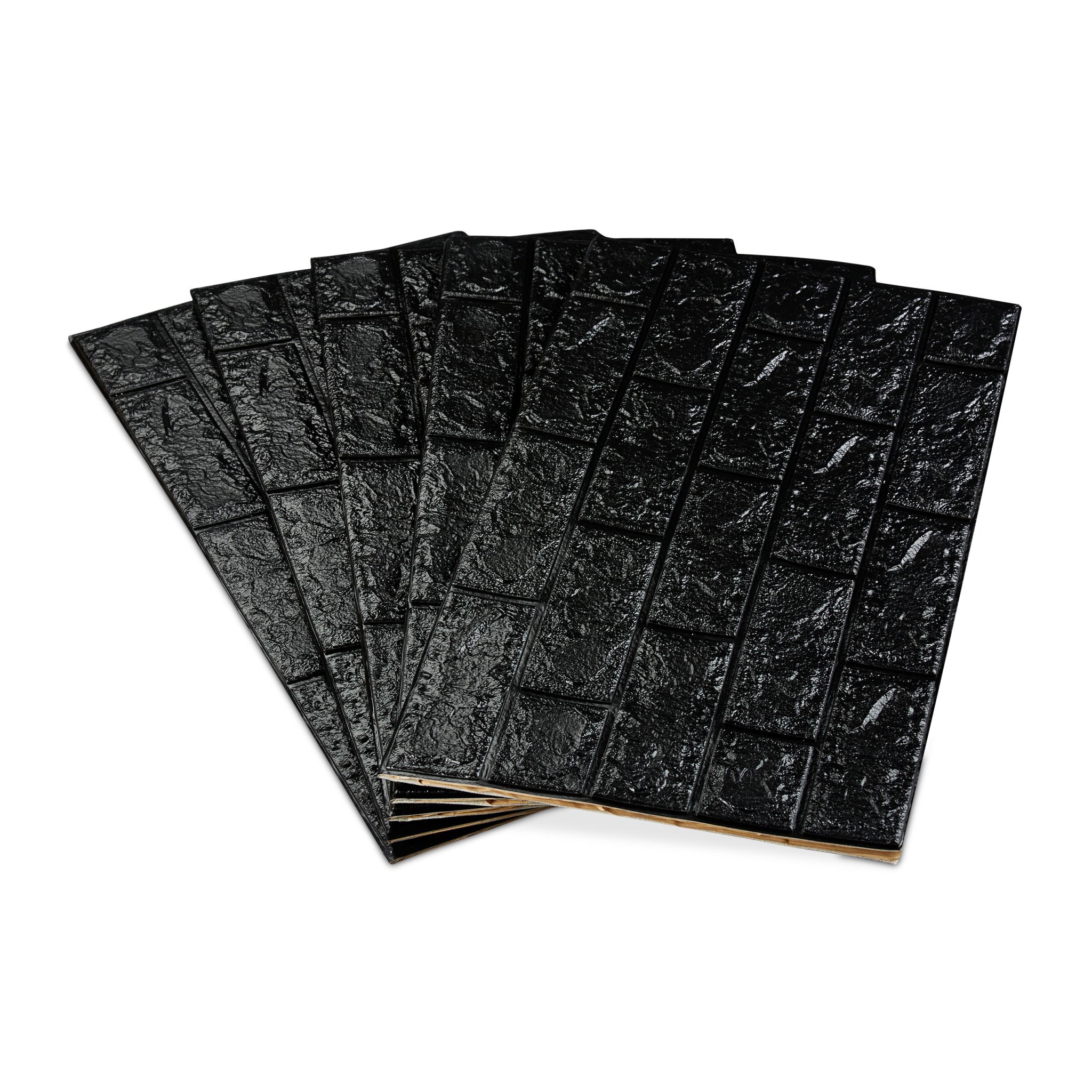 Wandpaneele selbstklebend 5er-Set Schwarz von Relaxdays