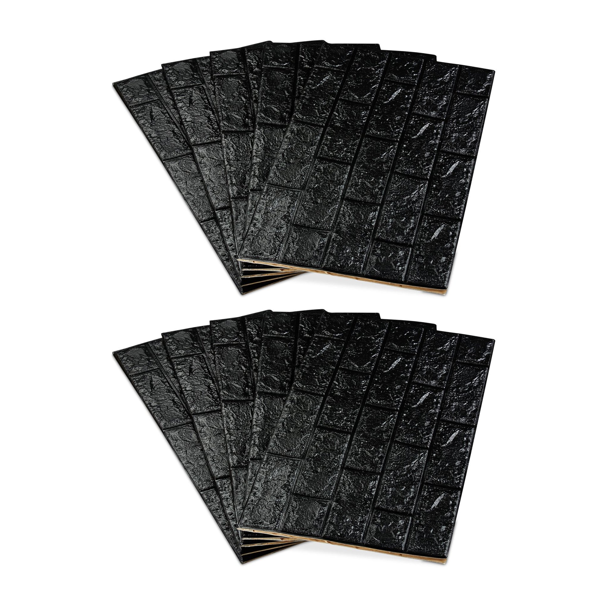 Wandpaneele selbstklebend 10er-Set Schwarz von Relaxdays
