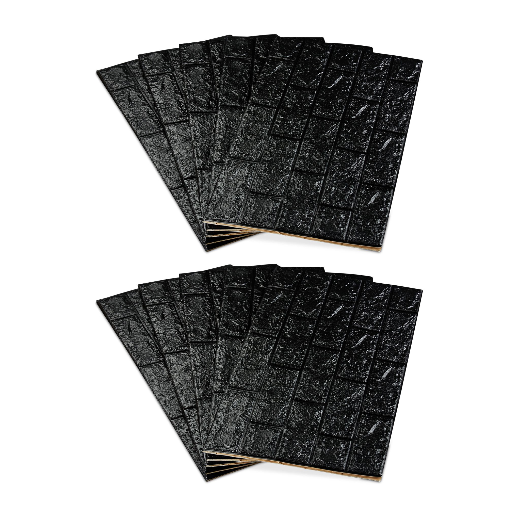 Wandpaneele selbstklebend 10er-Set Schwarz von Relaxdays